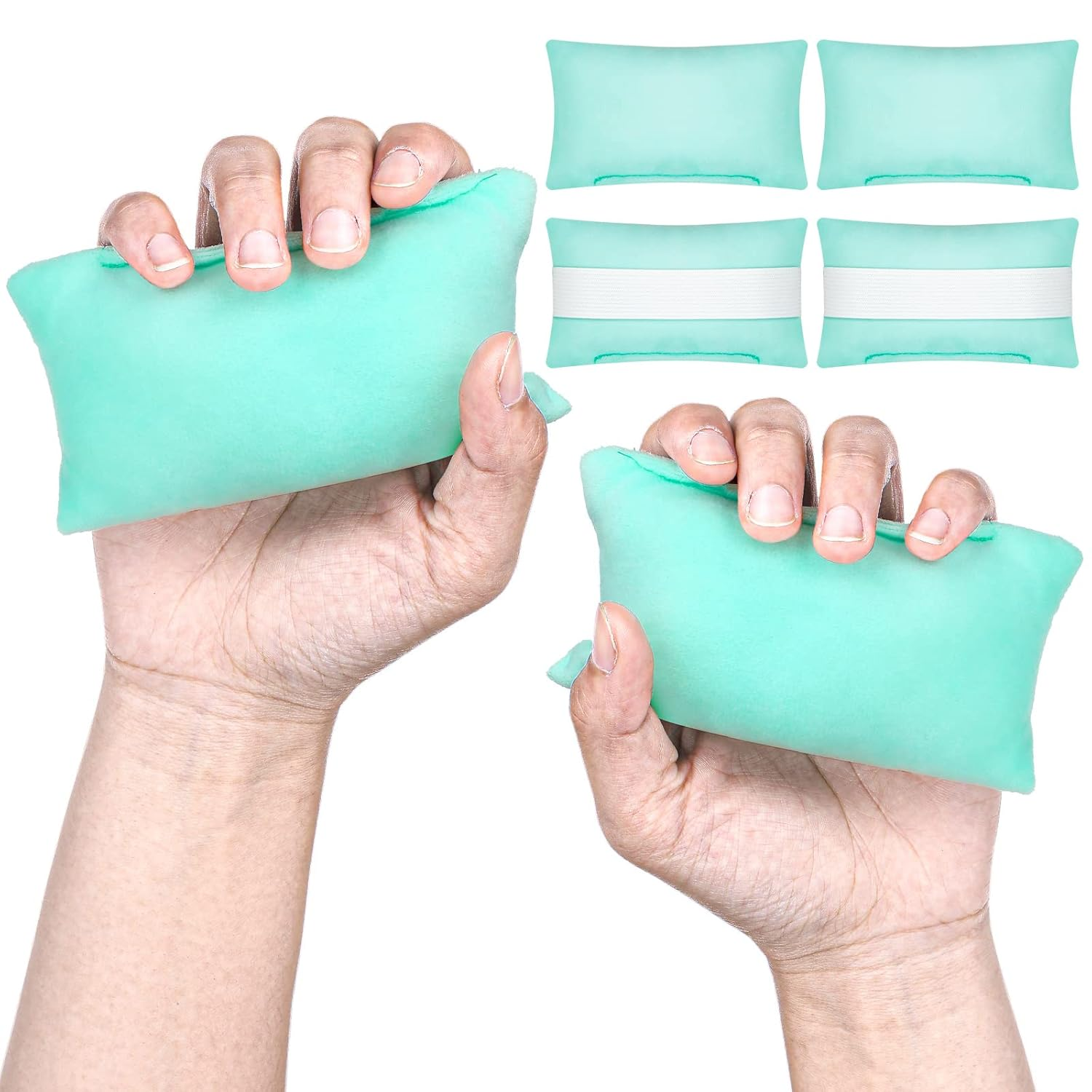 6 Pcs Palm Grip Soft Hand Contracture Cushion with Elastic Band Sweat Resistant Washable Hand Protector Physical Therapy Hand Exercisers for Right Left Finger image number 3