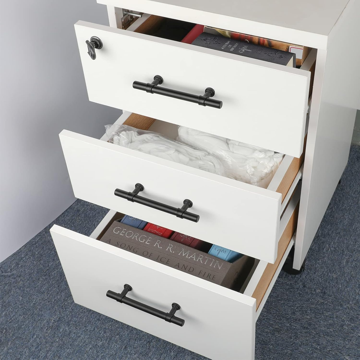 LONTAN 10 Black Cupboard 160Mm T-Shaped Black Drawer Handles Dresser Cabinet Pulls Vintage Wardrobe Bedroom Cupboard Door Pulls image number 3