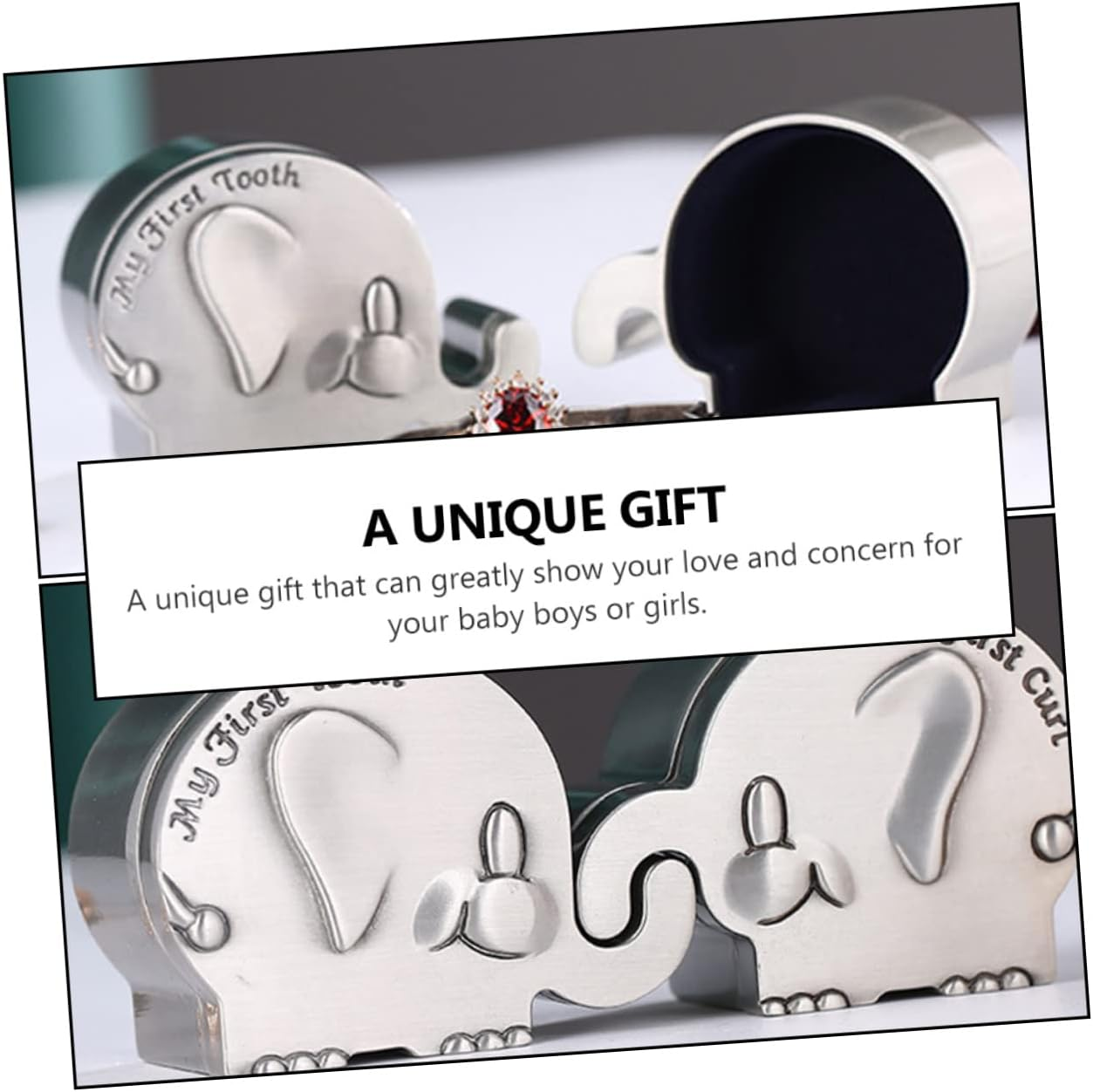 Unique Newborn Tooth Keepsake Elephant Shape First Tooth Box Collection Box image number 2