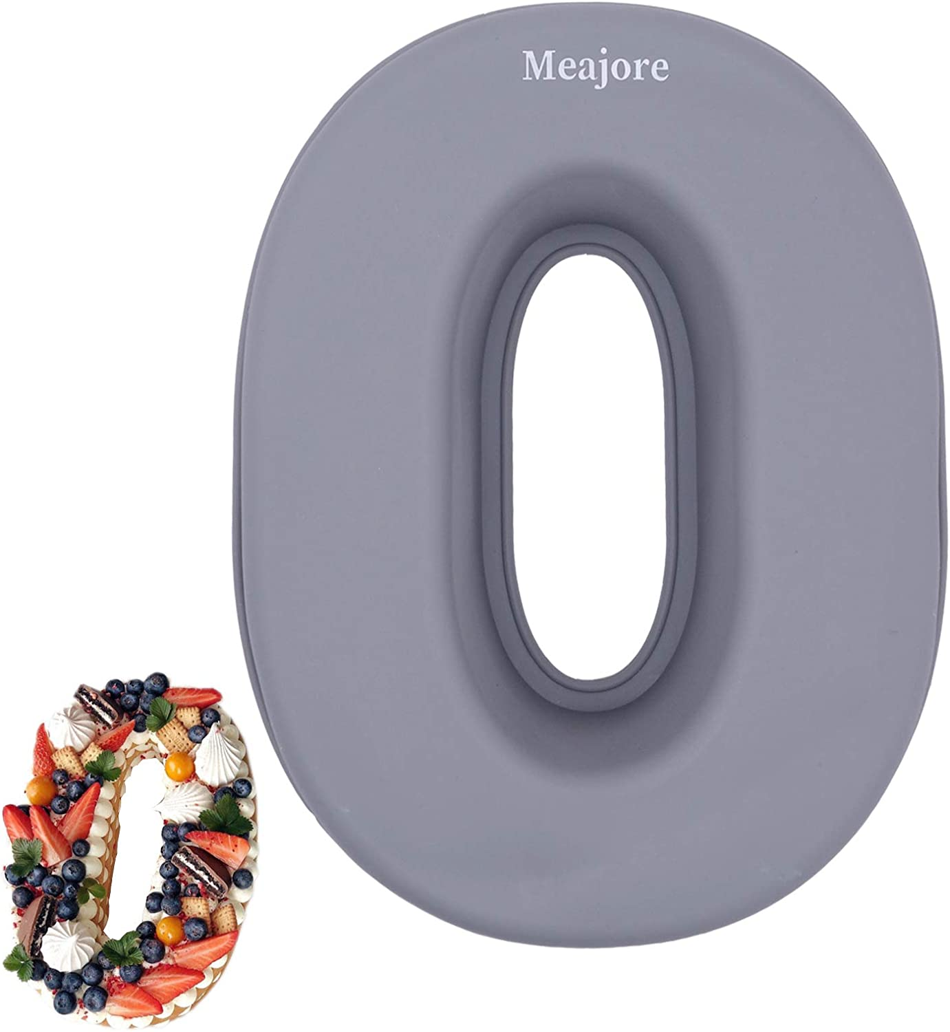 3D Large Number Cake Pan,Silicone Baking Letter Shape Novelty Cake Tins for Birthday Festival and Relationship Marry Anniversary Wedding Party,10 Inch Number of 0 image number 2