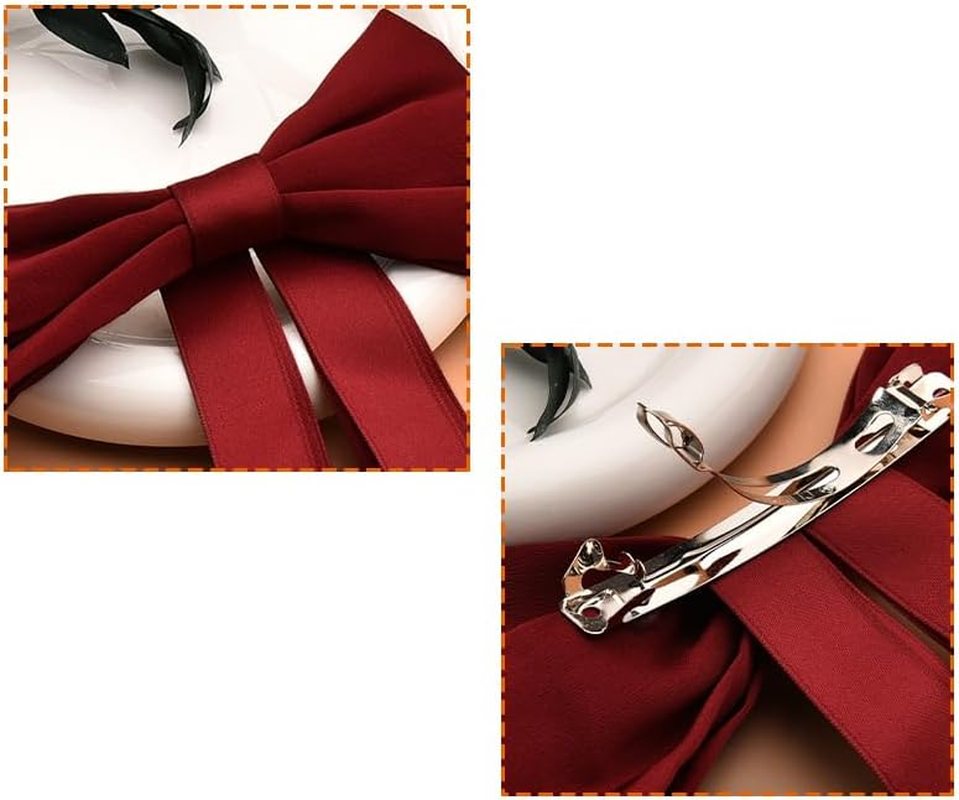 Red Bow Hair Clips for Women and Girls - Large Knot Tassel Ribbon Bowknot Accessories image number 4