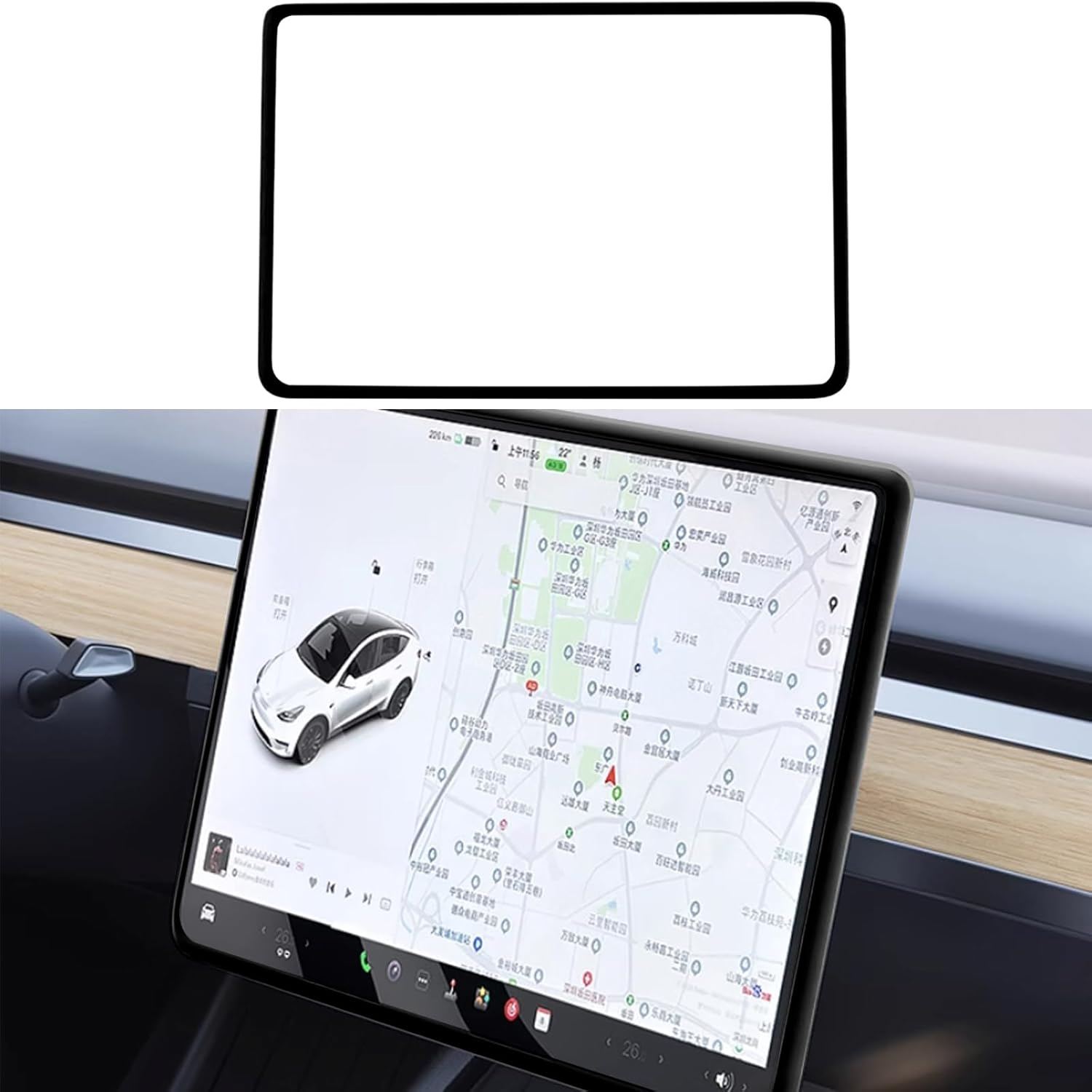 Screen Edge Protector Trim Frame Compatible with Tesla Model 3 Highland Model Y Juniper 2025 2024 2023 2022 2021 2020 Interior Center Console Cover Decor Strip Decorations Trim Accessories (Black)