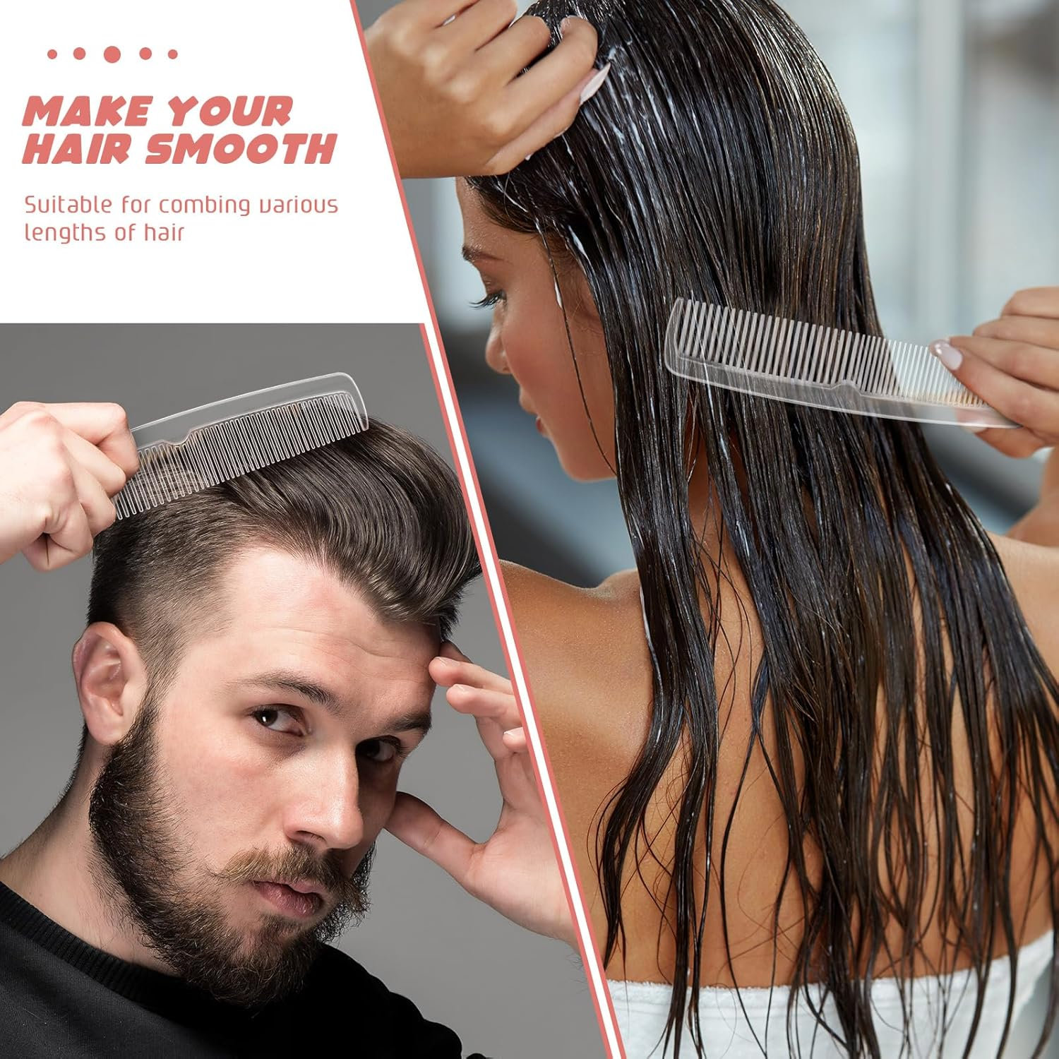 Lallisa 100 Pcs Individually Wrapped Hair Combs Small Disposable Plastic Pocket Fine and Wide Tooth Comb Bulk for Women Men Family Hotel Travel Homeless(Transparent) image number 4