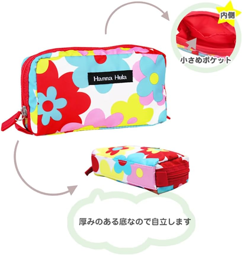 Hanna Hula CSP-SF-HW Single Zipper Pouch Hawaiian - Border Red image number 4