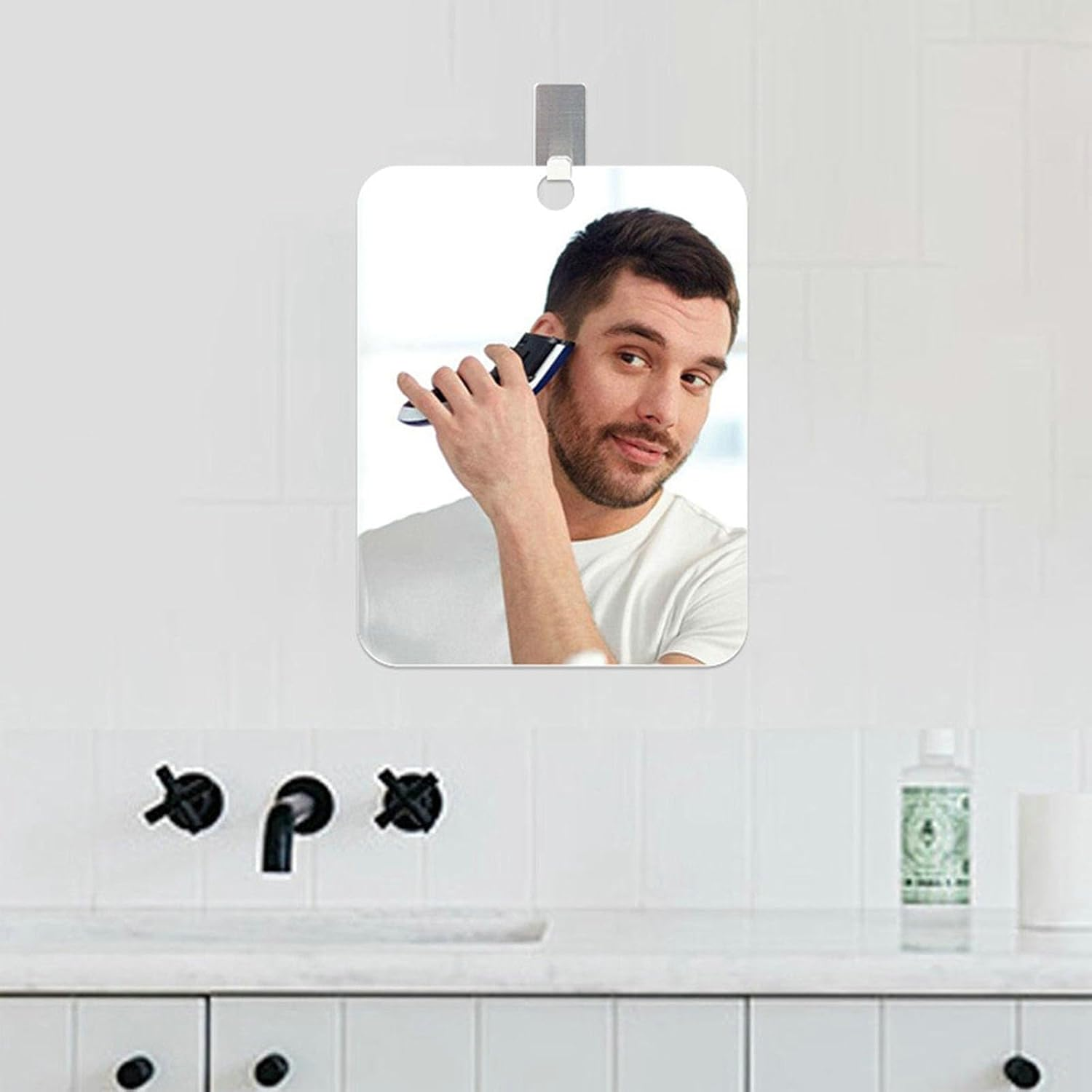 Luzcauwy anti Fog Shower Mirror Large Size Shaving Fogless Bathroom Wall Hanging Mirror with Strong Adhesive Hook Shatterproof Clear Reflection Men Grooming Tool Makeup Accessories Showering Gift image number 2