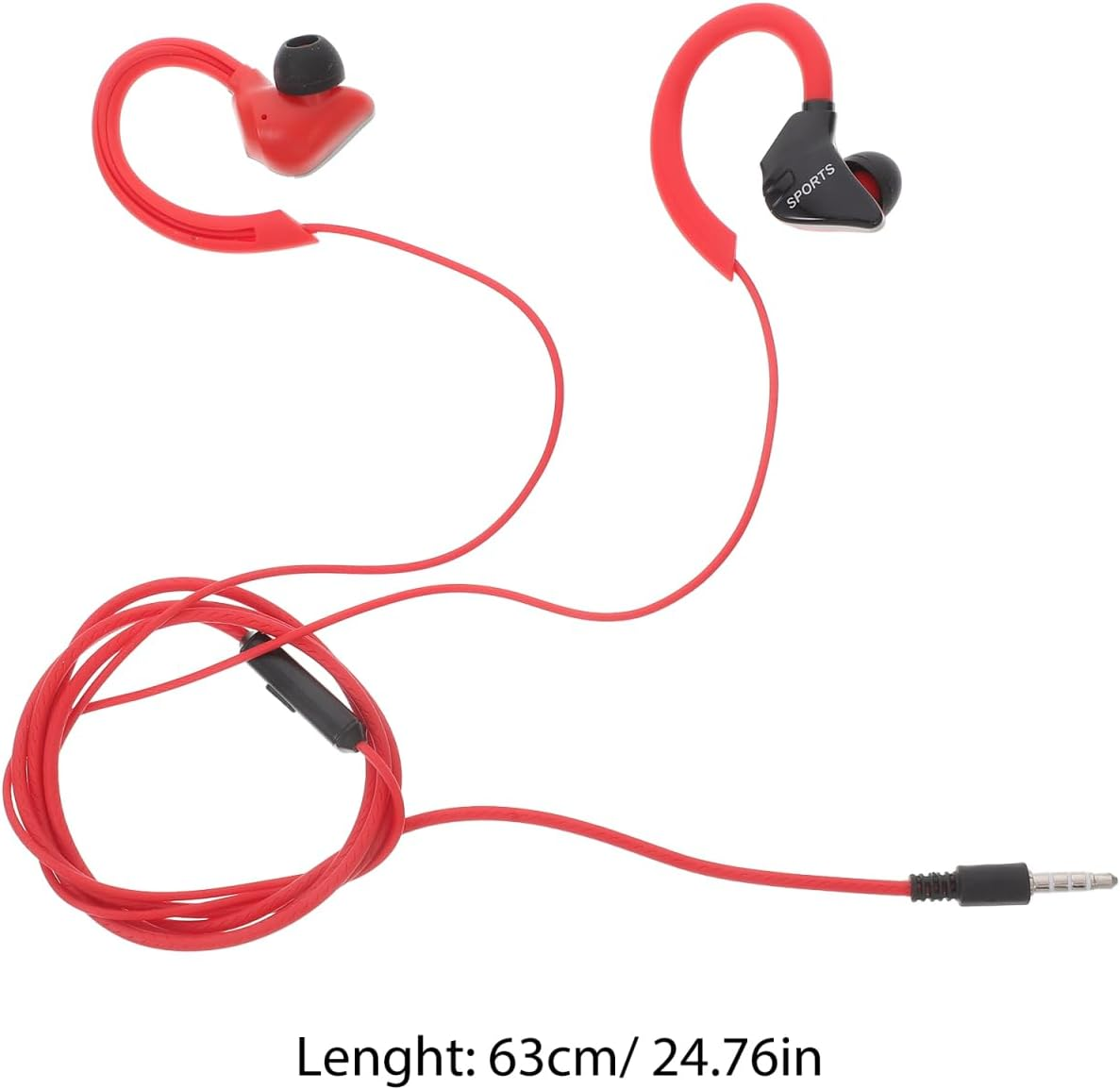 Hemobllo 3.5Mm Wired Aluminum Hanging Earphones with Mic for Sports Running Training Comfortable Red image number 6