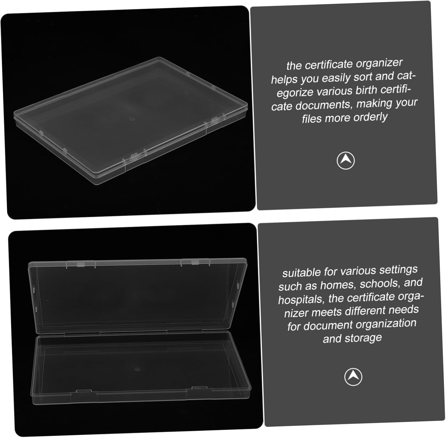 Birth Certificate Holder and Document Organizer, A5 Plastic Storage Box Set of 2, Portable Certificate Folder for Travel, Keepsake and Photo Keeper image number 1