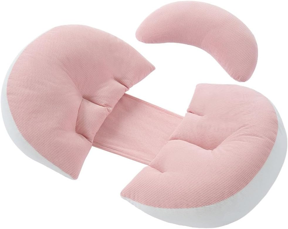 Pregnancy Pillow, Portable Adjustable Side Pillow, Pregnancy Pillow for Sleeping, Pregnancy Wedge Pillow, Body Pillow Support for Back, Belly, Waist, Support Abdomen U-Shaped Side Sleeper Pillow(Pink) image number 4