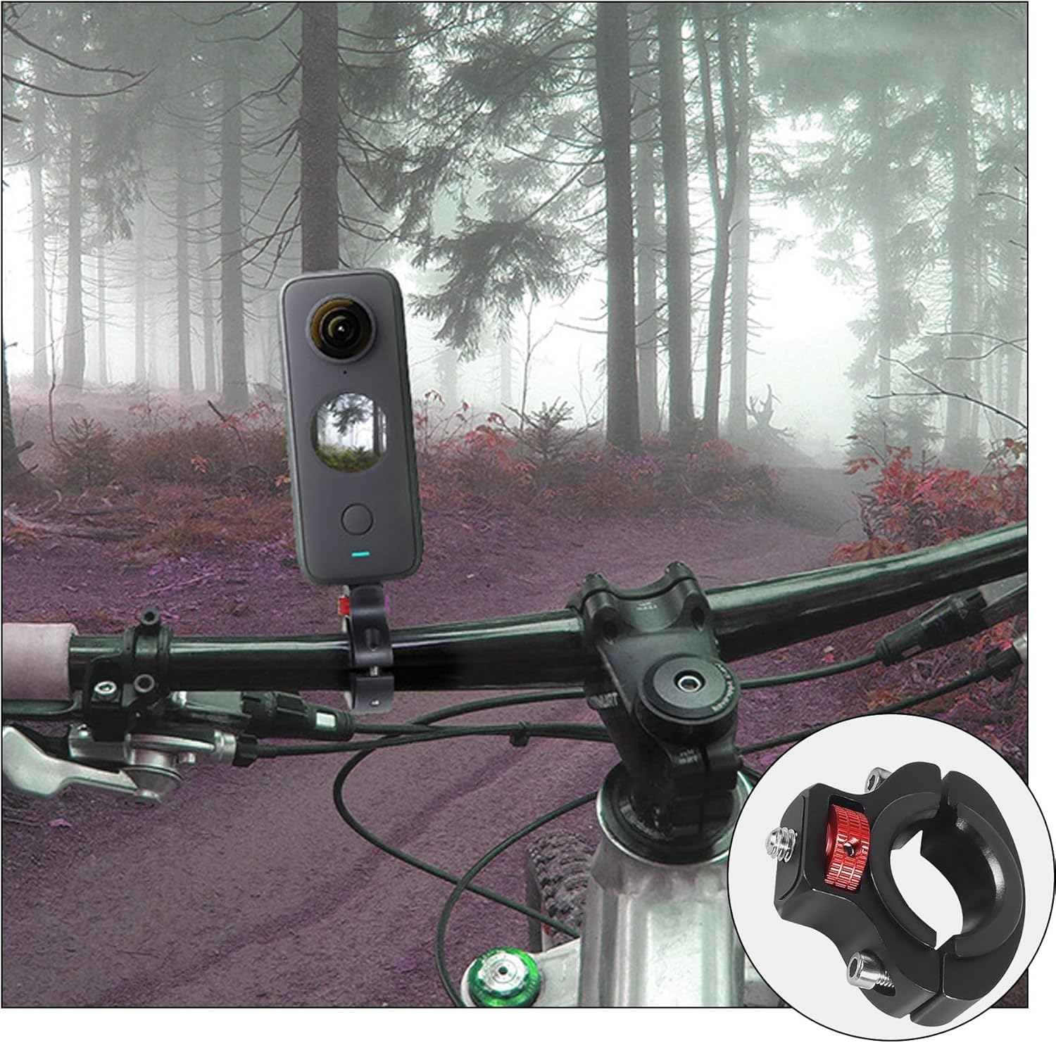 Alriedy Bike Mount for Gopro, 360&deg; Rotatable Handlebar Mount, 1/4 Mount, Action Cameras, Tube Diameter Range 22.5-32Mm, Aluminum Alloy for Bicycle & Motorcycle