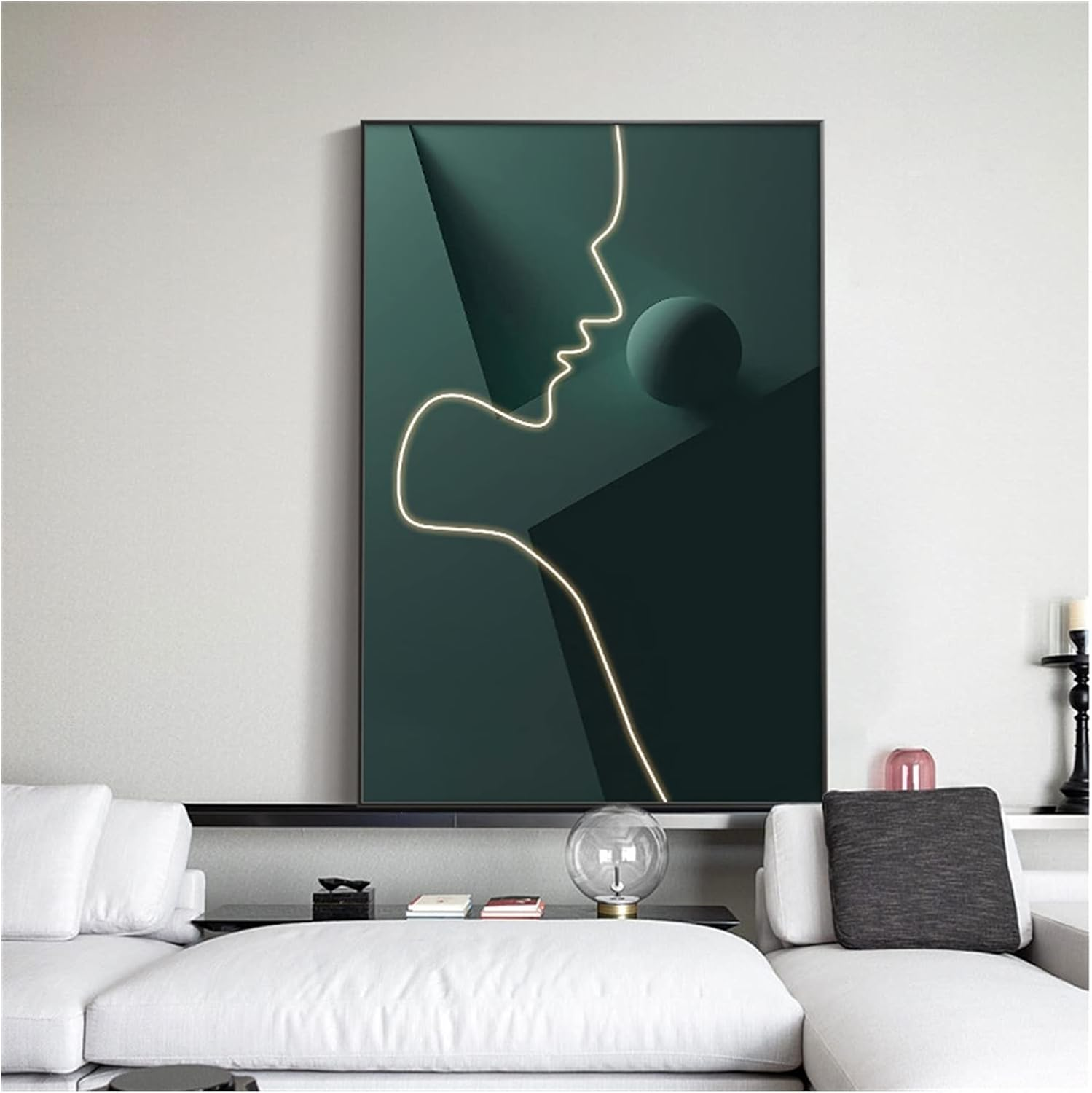SDRC58EY Wall Art Entrance Hanging Painting Lamp Luminous Character Decorative Painting Modern Living Room Sofa Floor Mural Wall Art Decor (Color : F Gold, Size : 100 * 150CM)
