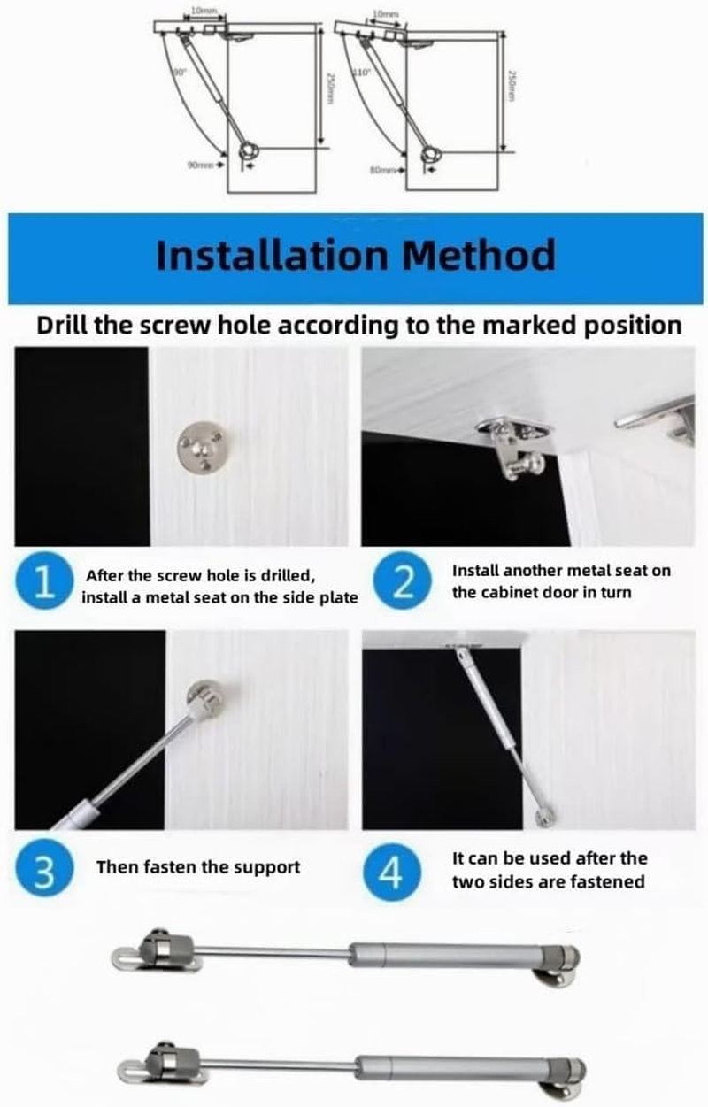 QLXHBOT Gas Strut 30N/6.6Lb 10 Inch Gas Struts Lift Supports Gas Spring Lid Support Gas Props/Shocks,Silver 2 Pcs image number 2