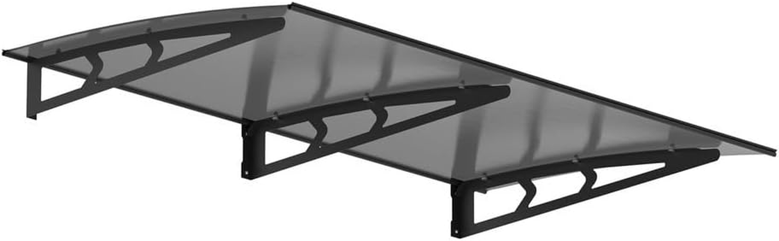 Instahut Window Awning, 1M X 2M Metal Frame Transparent Panel Outdoor Door Canopy Sun Shade Shelter with Black Bracket, Patio Terrace Garden Baconly Porch Shield Rain Snow Eaves Cover Protector Grey