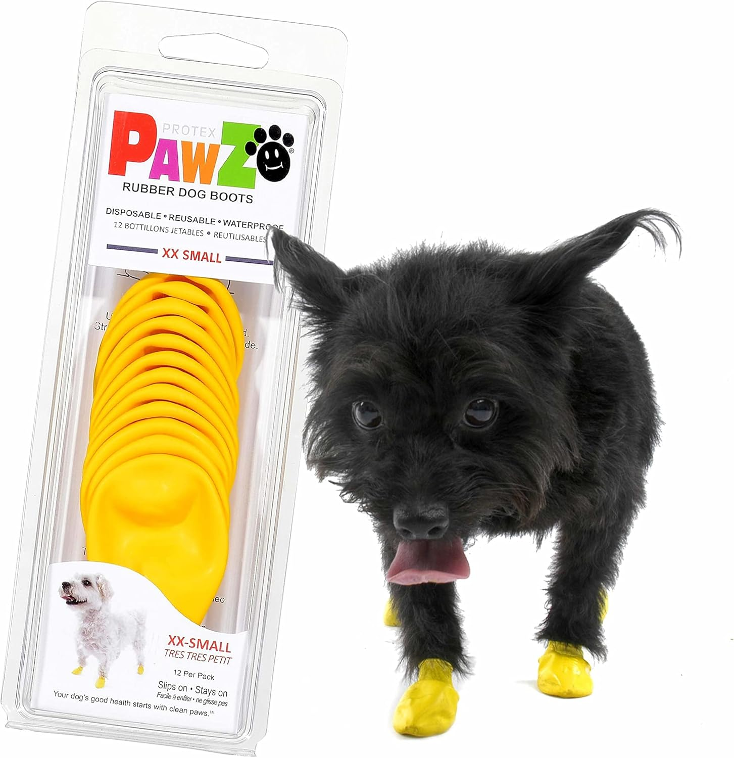 Pawz Yellow Water-Proof Dog Boot, Xx-Small, up to 1-1/2-Inch image number 1