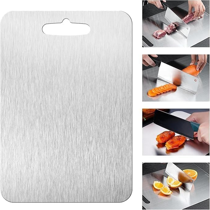 Titanium Cutting Board - 100% Pure Double Sided Mat for Kitchen - Cutting Edge Hygiene & Durability for Meat, Fruit & Vegetable (L) image number 5
