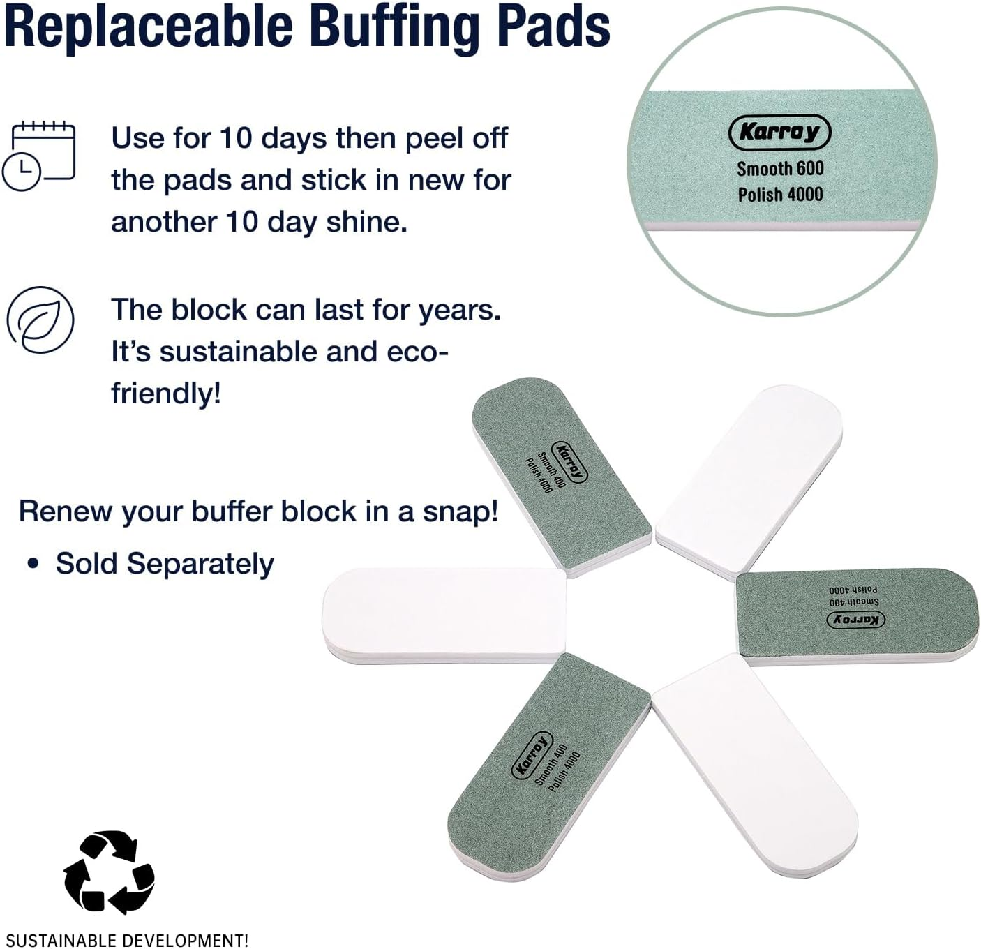 Karroy Nail File and Buffer Block for Natural Nails Shine Polishers Bufer Block Nail File Nail Buffing Block 600/4000 Grit Pack of 8 (C-Cuboid) image number 6