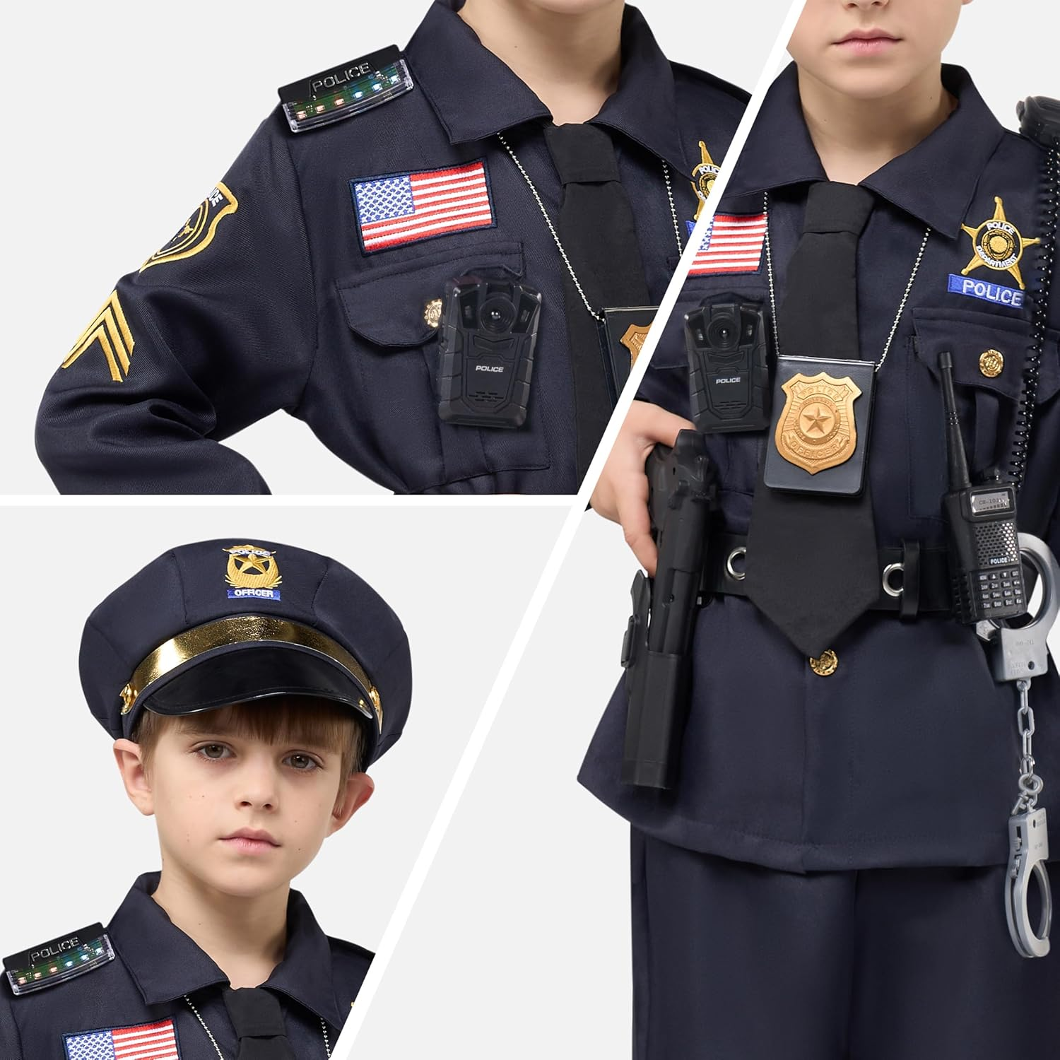 Spooktacular Creations 14PCS Halloween Police Costume for Kids, Police Officer Costume for Boys, Toddler Roleplay Party image number 5