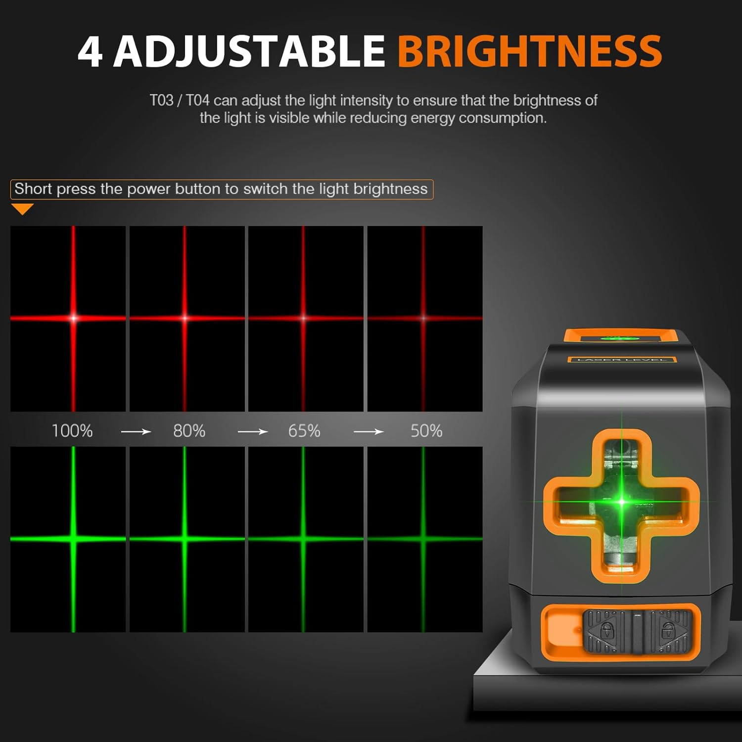 Laser Level with Self-Leveling, Cross Line Laser Leveler Construction Tool for Home Renovation DIY, Cabinet Making, Picture Hanging, Floor Level with Carrying Pouch and 2 AA Batteries image number 1