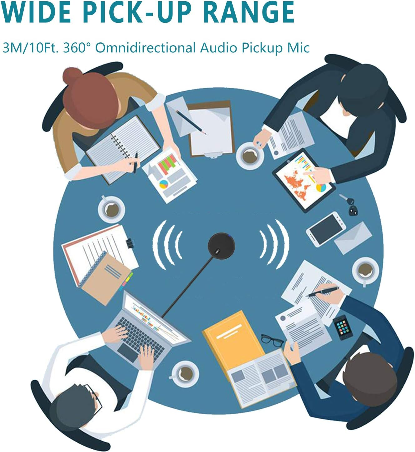 Upgraded USB Conference Microphone for Computer, 360&deg; Omnidirectional Condenser Mic with Mute Key, Great for Video Conference, Gaming, Chatting, Skype, Plug & Play, Windows Macos, Ideal for Gift image number 5