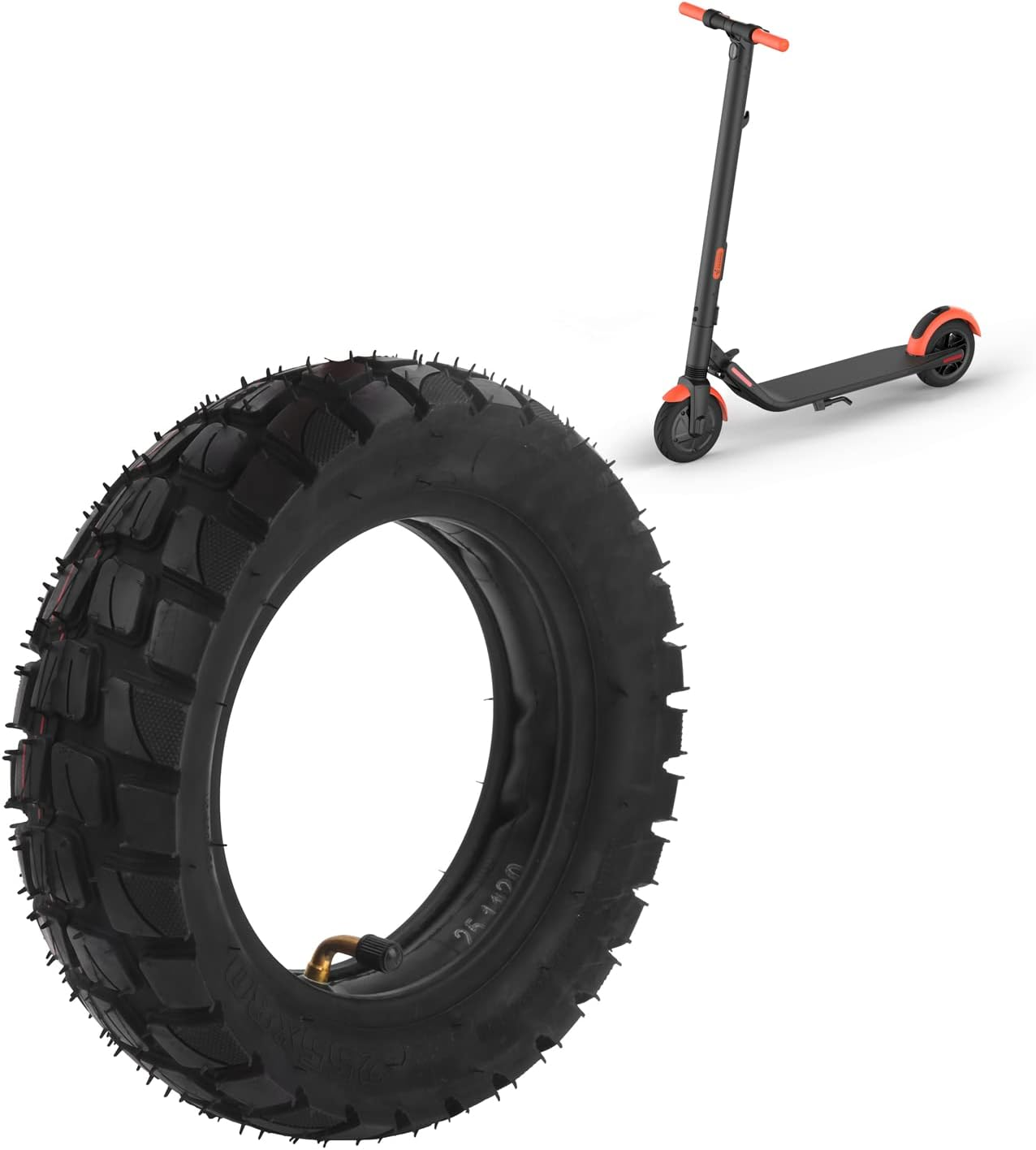 Gugxiom 10In Electric Scooter Tire, Inflatable Rubber Tyre, Scooter Tire Replacement,Scooter Wheels, Electric Scooter Parts, 255X80 Outer Tire and 10X2.50 Inner Tube image number 2