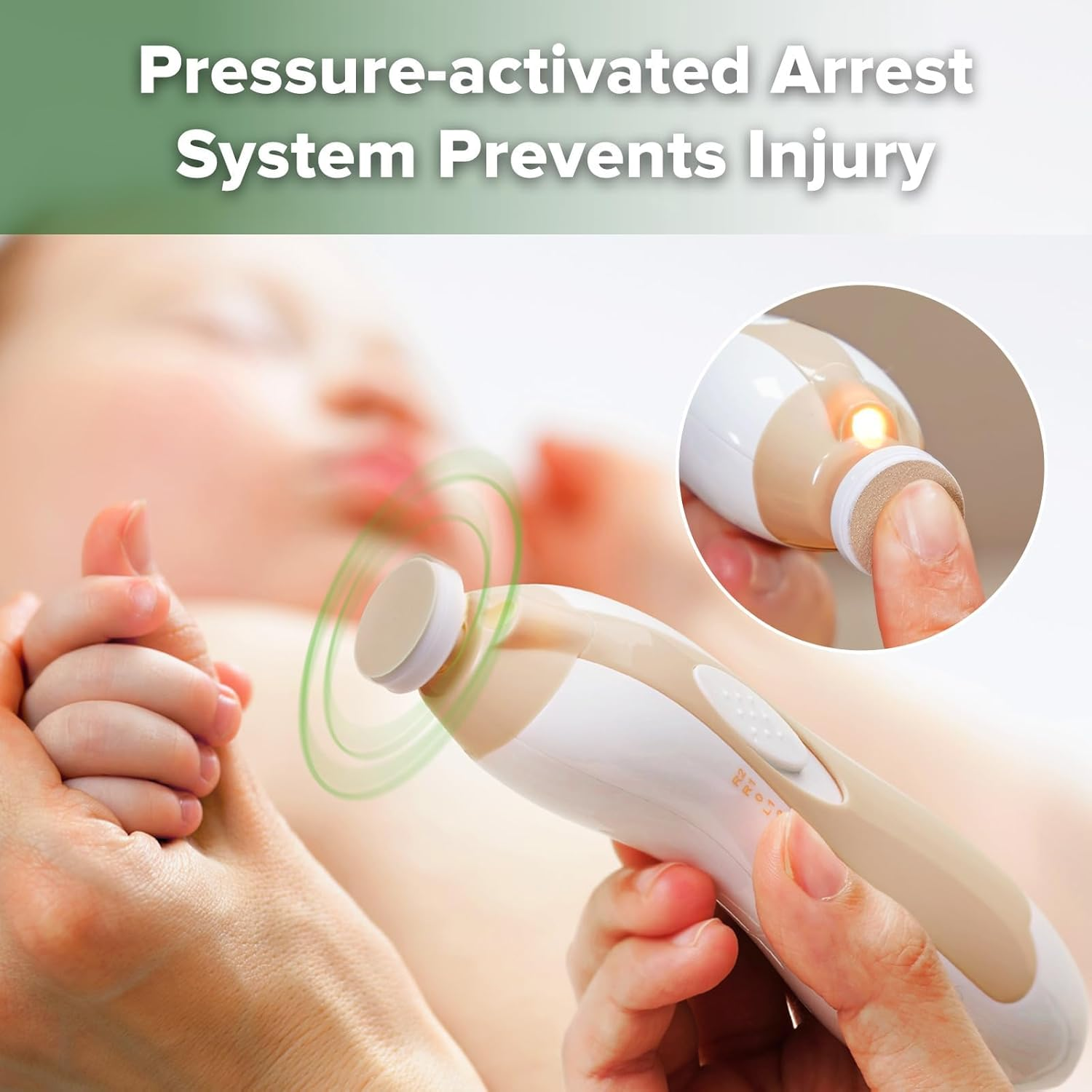 Haakaa Baby Nail File Electric Baby Nail Care Set with LED Light, Baby Nail Clippers for Newborn/Infants/Adults Toes and Fingernails, 6 Replacement Heads & Storage Case, Acorn - Lavender image number 6