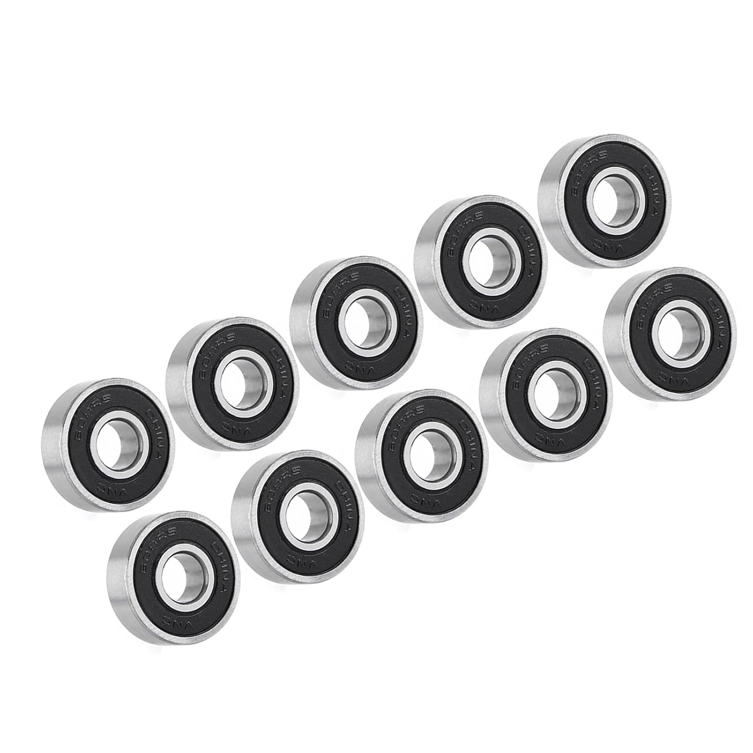 Domary 10PCS 608 2RS Ball Bearing Dual Sided Black Rubber Sealed Deep Groove Micro Miniature Easy Install Long Service Life 8X22X7Mm