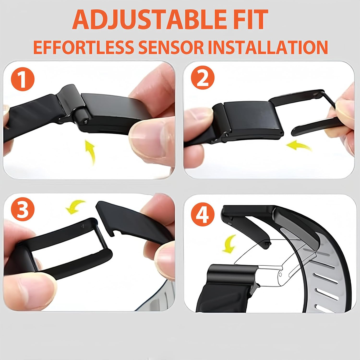 Silicone Wristband Compatible with WHOOP 4.0 & 3.0, Durable Soft Silicone Sports Loop Replacement Strap with Metal Frame Connector, Adjustable Waterproof Breathable Band for Men & Women (Black)