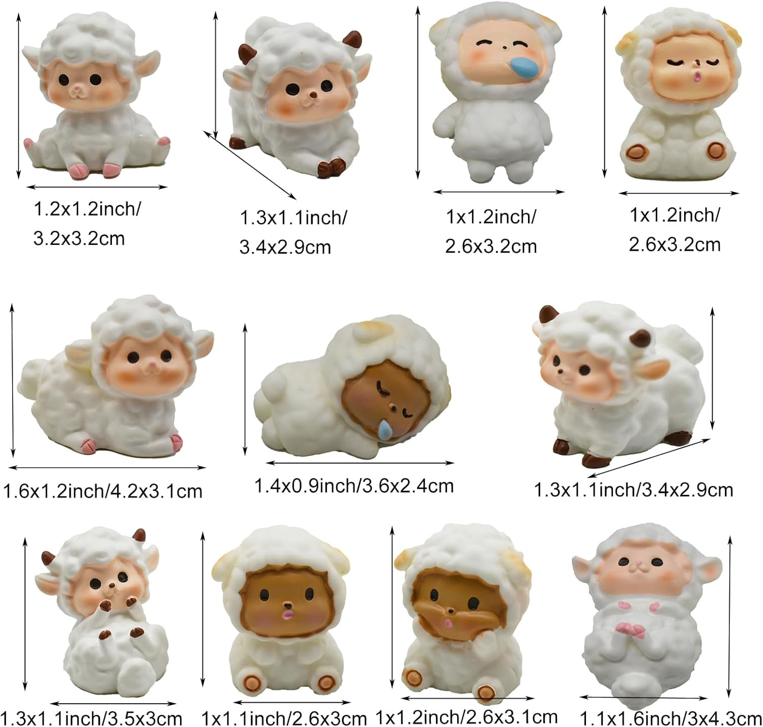 Pinenjoy 11Pcs Cute Miniature Sheep Figurines Mini Fairy Garden Sheep Ornament Resin Lamb Cake Toppers for DIY Terrarium Micro Landscape Bonsai Craft Birthday Party Gift image number 5