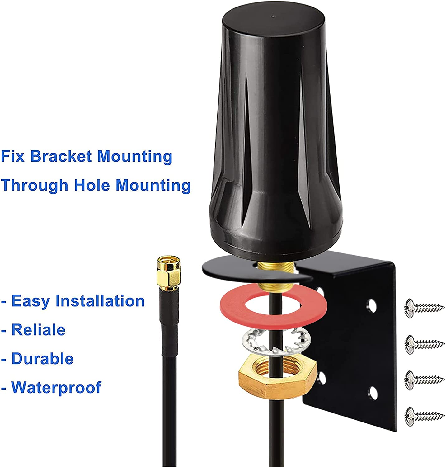 Bingfu 4G LTE Antenna Outdoor 5Dbi Waterproof Wall Mount Antenna with Two SMA Connector Splitter Cable Compatible with GSM 3G 4G LTE Router Gateway Camera image number 3