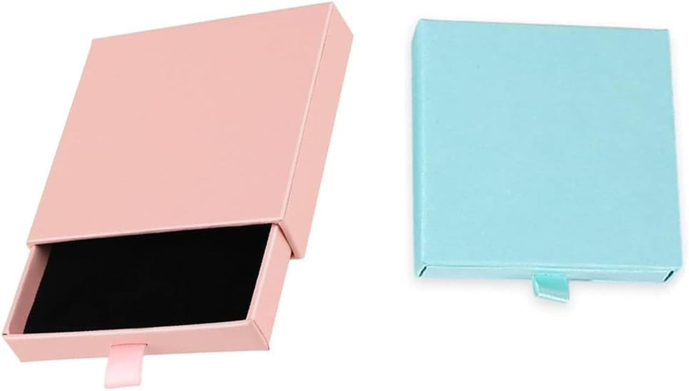 2Pcs Jewelry Gift Box,Bracelet Gift Boxes, Ring Necklace Earring Kraft Organizer Box,Square Small Gift Box for Valentine'S Day Christmas Birthday Jewellery Gift (Pink+Blue)