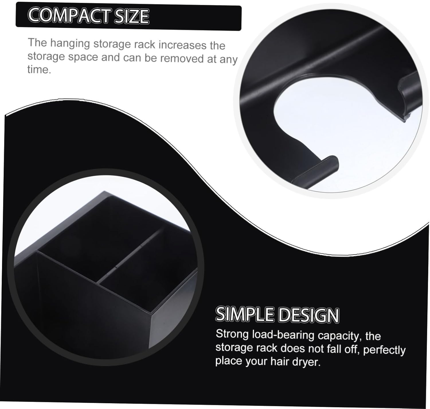 LOORGVEL Wall Mounted Hair Dryer Holder Self Adhesive Blow Dryer Stand for Bathroom Bedroom Hairdressing Tool Storage Organizer for Combs Beauty Accessories Smooth Edges No Damage image number 5