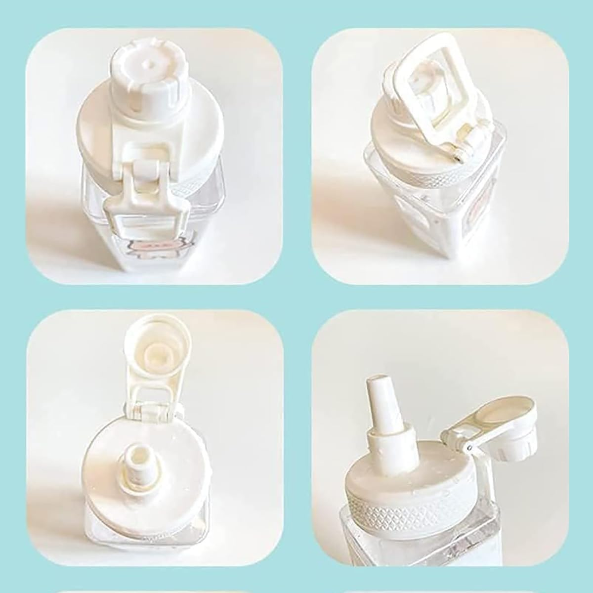 AIMALL Adjustable Kids Water Bottle with Straw, 700Ml/24Oz Leak-Proof Large Capacity Square Plastic Water Cup, Durable Anti-Drop High-Temperature Resistant, Includes Fun Stickers for Customization - Pink image number 2