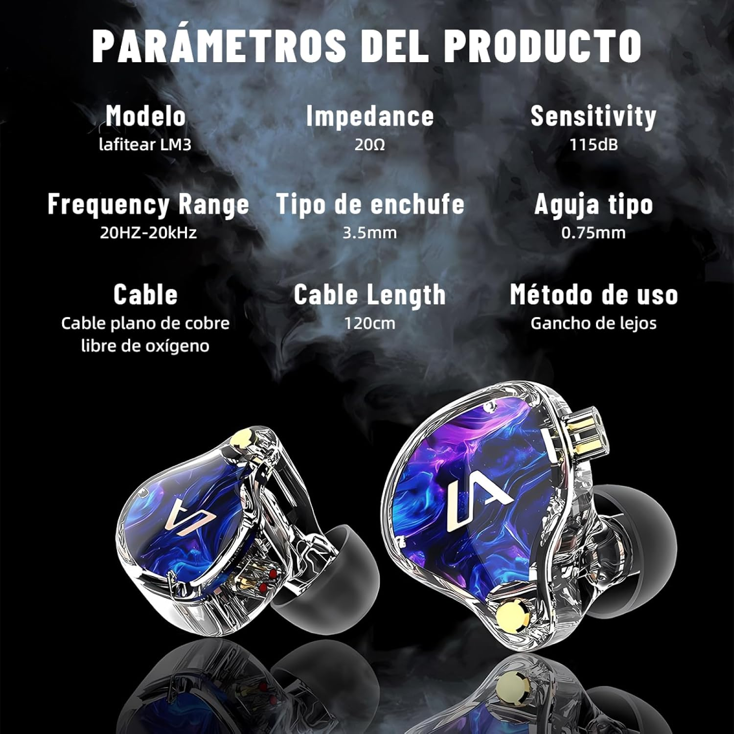 Daseeme LM3 Wed Earphones with Interceable Cables, Plug and Unplug Ear Earphones, Classic Dynamic 3D Panel Hifi Mobile Gaming Music Wed Earphones LM3P-A with Label image number 4