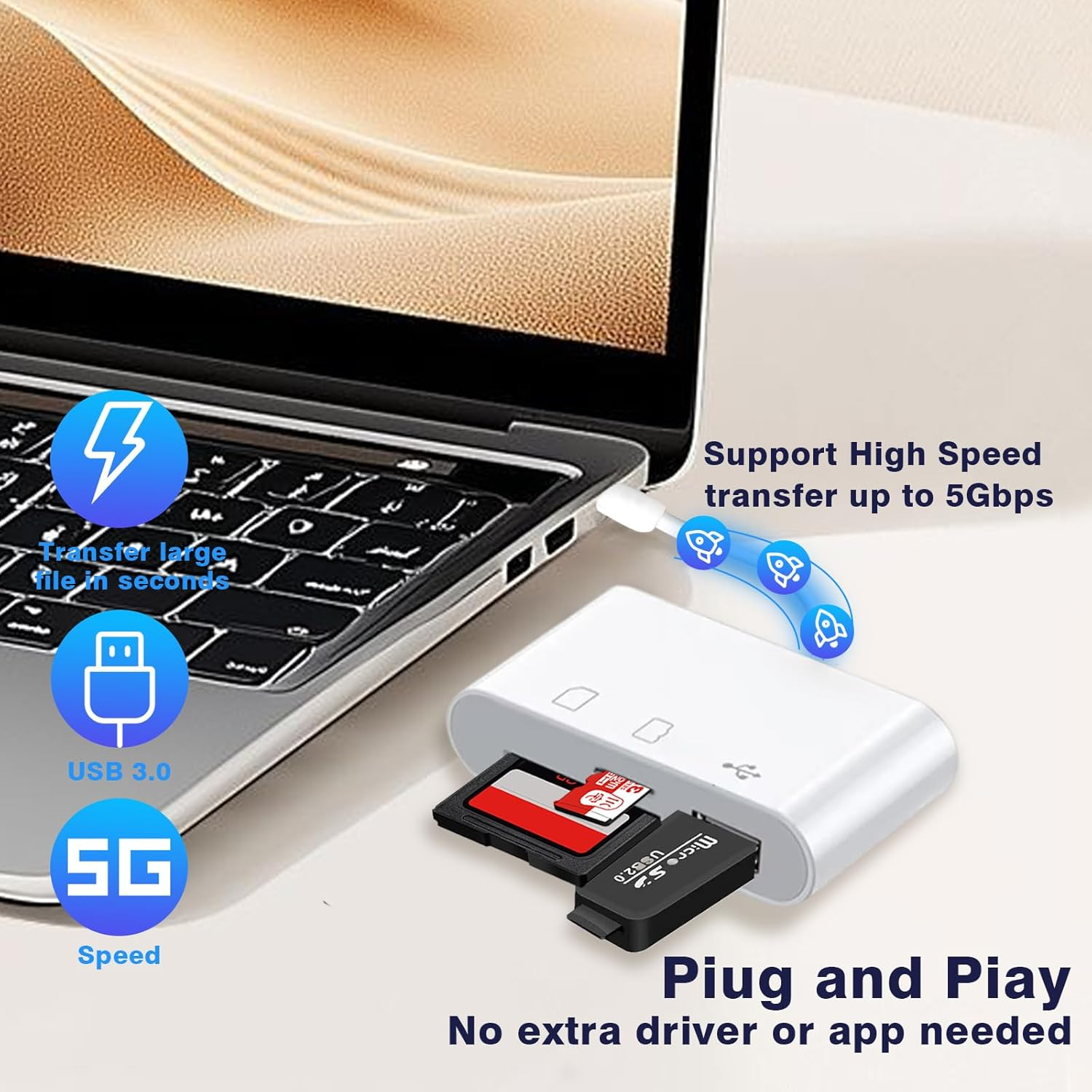 SD Card Reader & Adapter, USB C to Sd/Tf/Micro USB Card Reader for Android/Pc, Portable Multi-Function Read for Flash Drives, SDXC & Microsd Cards (1 Interface) image number 2