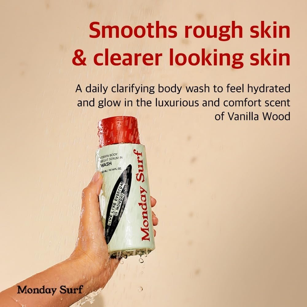 Vitamin Body Wash | Cleanser for Sensitive | Glow Skin, Nourish & Soften Skin with Niacinamide & Hyaluronic Acid | Scents of Vanilla Woods, Vegan, for Women & Men, Moisturizing Body Wash 10.14 Fl Oz image number 5