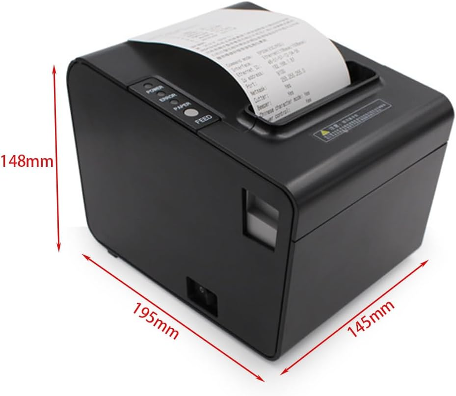 80Mm Thermal Receipt Printer, Label Printer Support Cash Drawer, Receipt Printer with USB Serial Ethernet LAN Esc/Pos Command Cash Drawer, for Windows/Linux Comes with 1 Roll of Thermal Paper image number 3