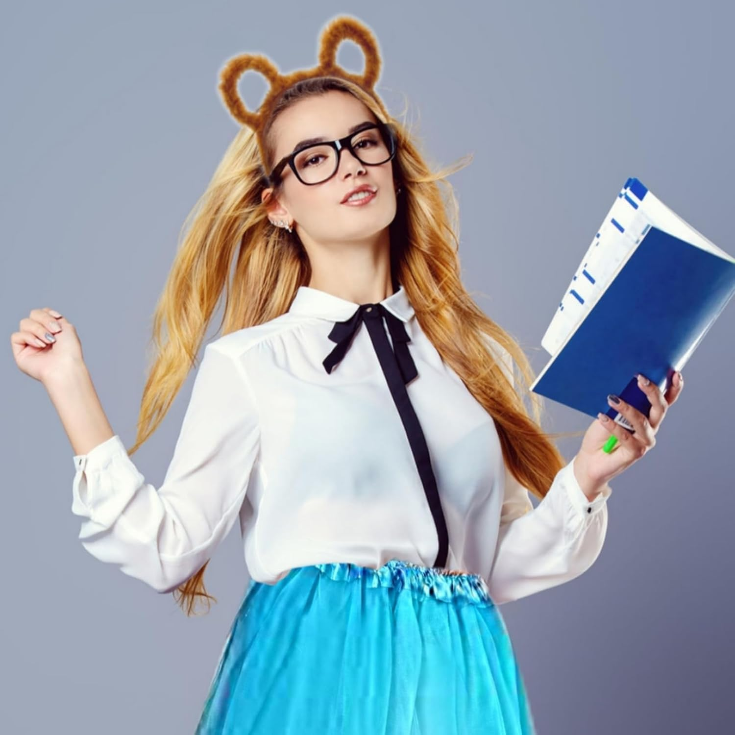 Chipmunks Garment Accessory Sets 1 round Glasses Frame and 3 Ears Headband for Cosplay Halloween Party image number 6