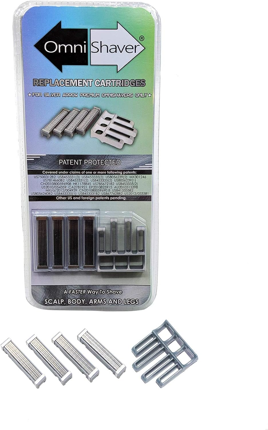 Premium Omnishaver Replacement Cartridge Refill Kit with One Blade Removal Tool - Disposable, Self Cleans & Strops during Use - Durable Smooth & Comfortable 4 Blades image number 2