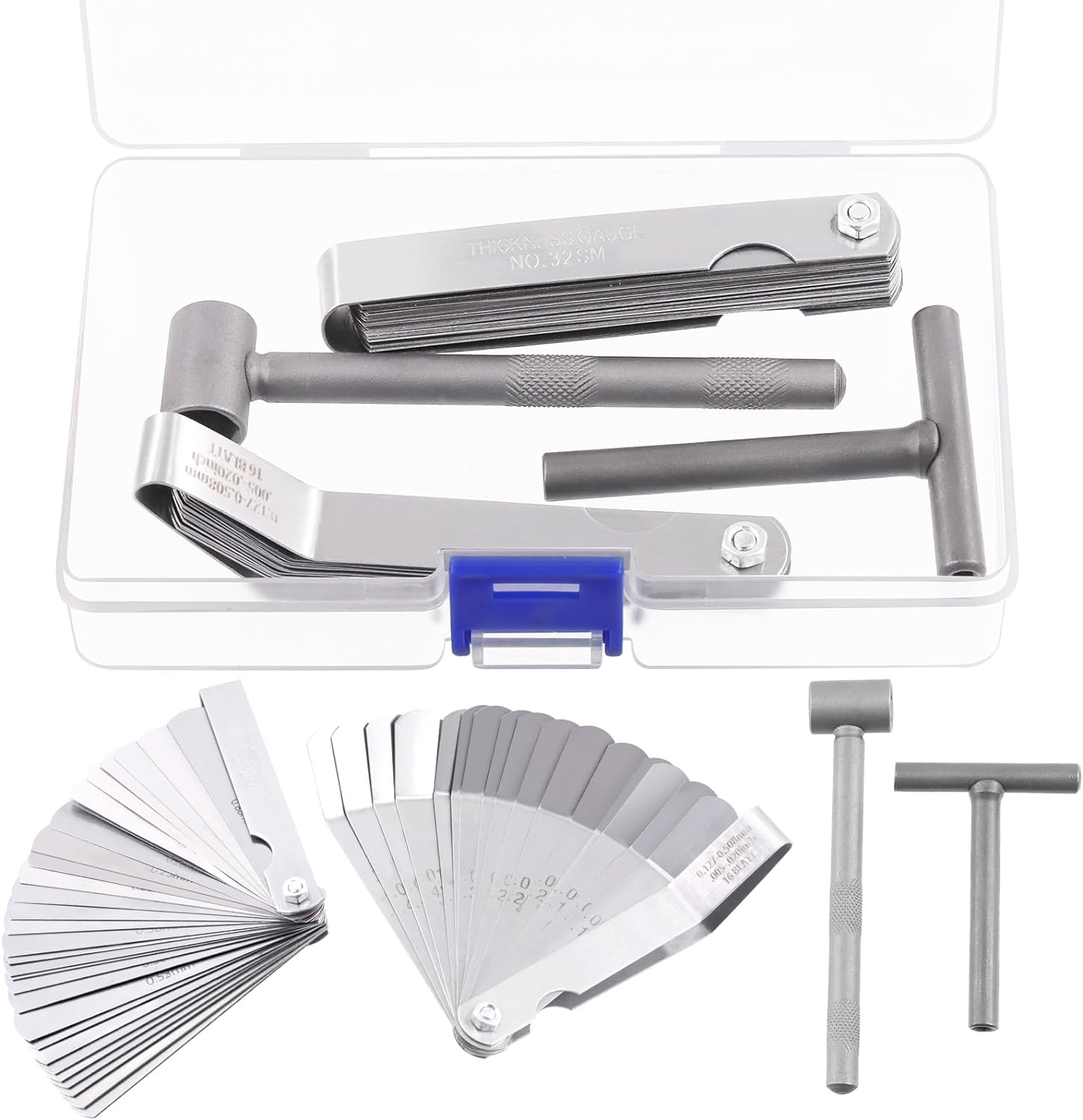 4Pcs Motorcycle Engine Valve Adjustment Tool Kit Includes Straight and Bent Feeler Gauges Square Hexagonal Hole Tool and T Type Spanner, Engine Valve Screw Repair Wrench & Feeler Gauge image number 2