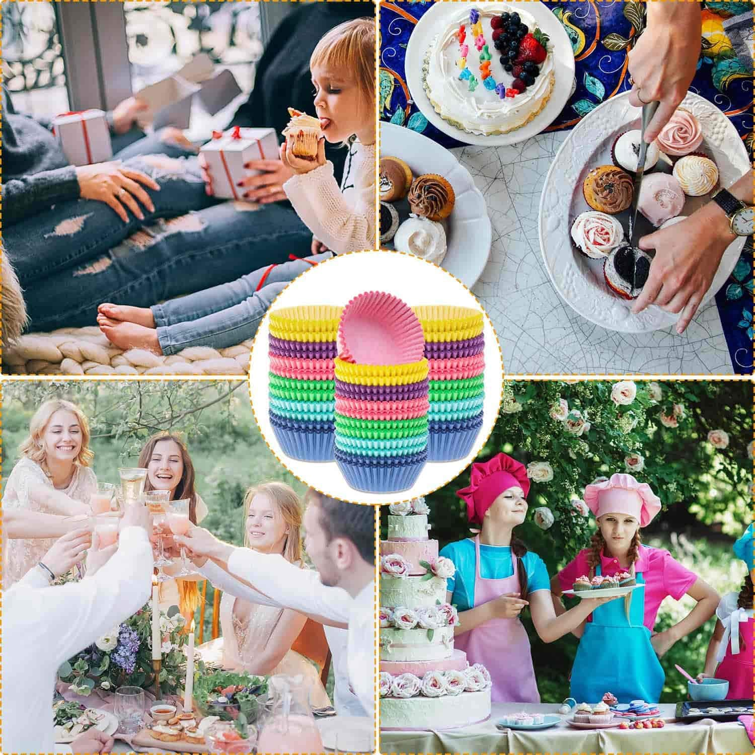 Selizo 600 Pcs Cupcake Liners Cupcake Wrappers Cupcake Paper Baking Cups for Cake Balls, Muffins, Cupcakes and Candies, Assorted Bright Colors image number 6