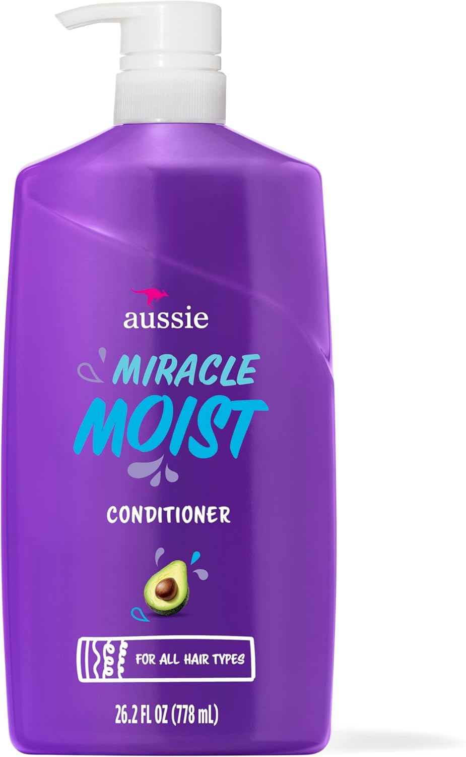 Aussie Miracle Moist with Avocado & Jojoba Oil, Paraben Free Conditioner, 26.2 Fl Oz
