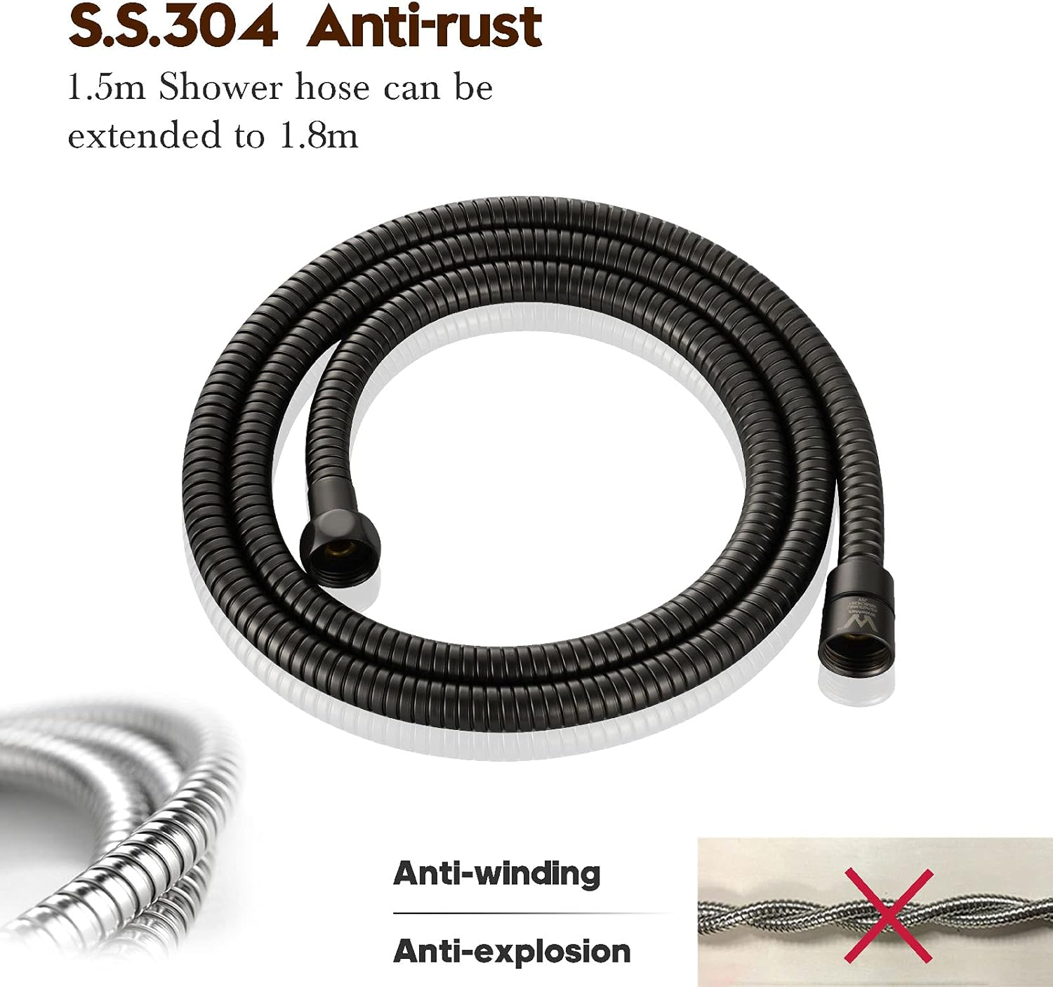 Decaura Shower Rail Set 3-Function Hand Held Shower Head Adjustable Slide Bar - Set A Chrome image number 7