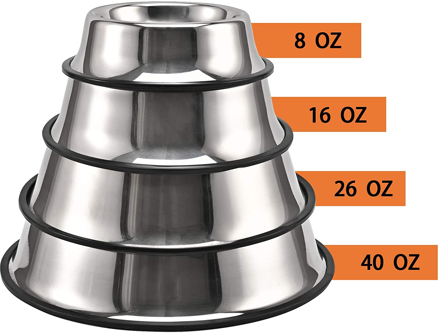 2Packs Stainless Steel Dog Bowl with Anti-Skid Rubber Base for Small/Medium/Large Pet, Perfect Dish, Pets Feeder Bowl and Water Bowl Perfect Choice for Dog Puppy Cat and Kitten (40Oz) image number 5