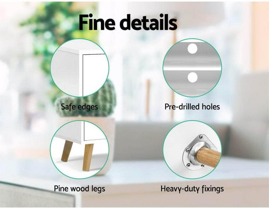 Artiss TV Unit Cabinet Entertainment Units, Wood Stand Table Cabinets Storage Shelf Organiser Cupboard Home Living Room Bedroom Furniture, with 2 Drawer and Cable Management Holes White image number 6