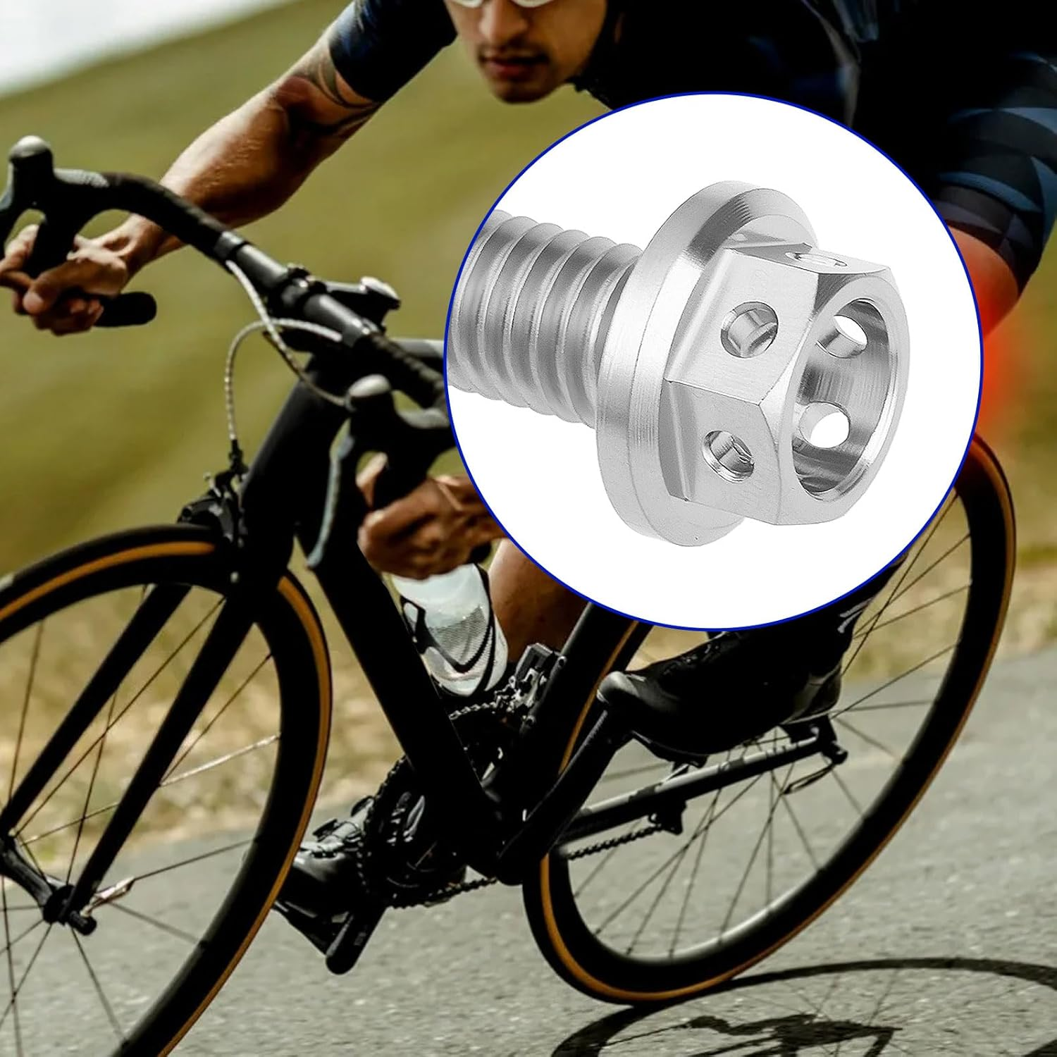 Ecsing 2Pcs M6X20Mm Flanged Hexagon Head Bolts Titanium Hex Fully Threaded Bolt Drilled Bolts for Sports Bikes and Karts Lock Wire Silver image number 3