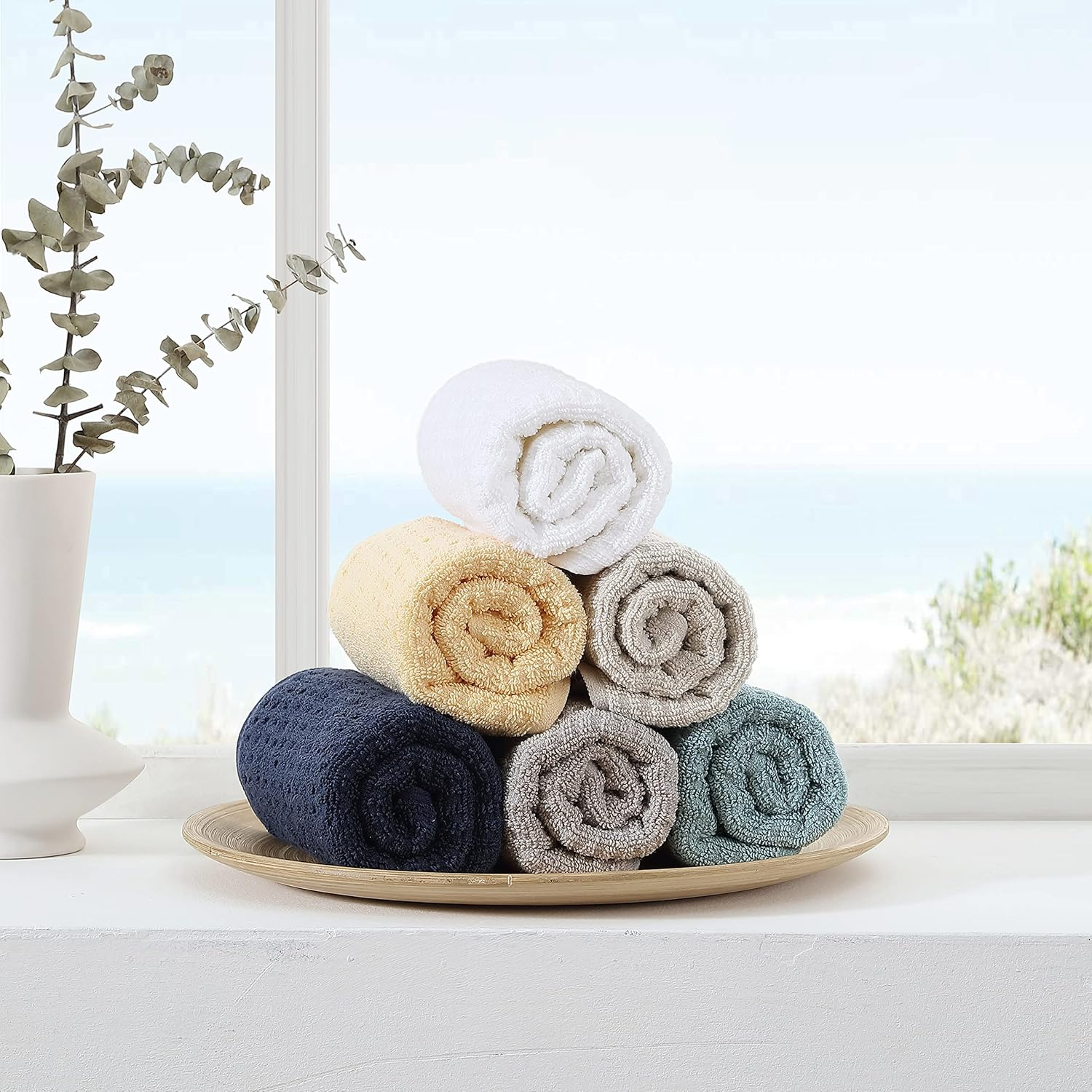 Tommy Bahama Hand Towel Set Highly Absorbent Cotton Bathroom Decor, Low Linting & Fade Resistant, 2 Piece, Northern Pacific Light Brown image number 5