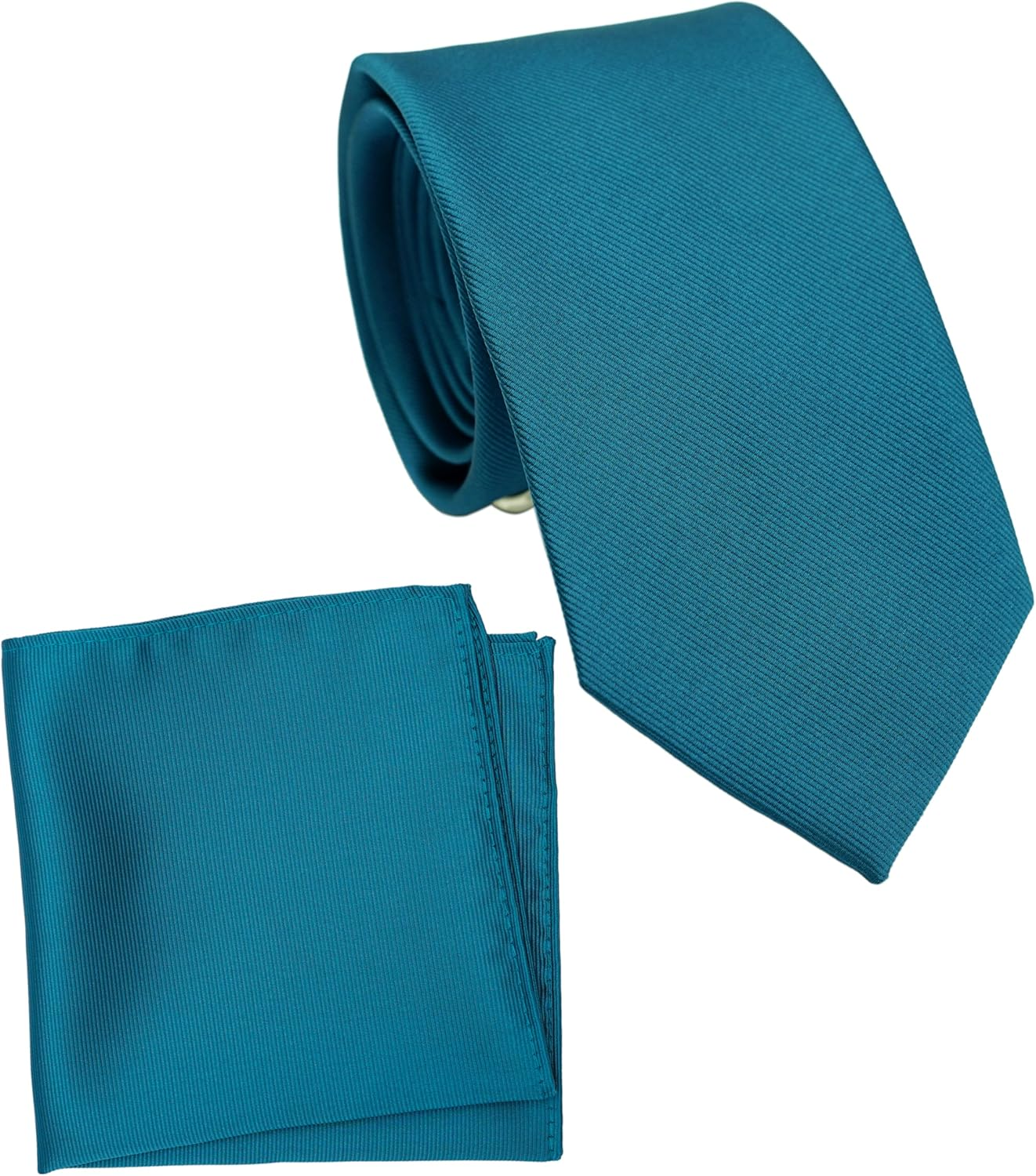 Regular Tie and Pocket Square for Men, Solid Color Necktie Set, 3.2 Inch Standard Width image number 4