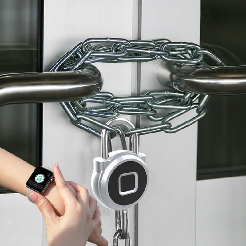 Elinksmart Gym Locker Padlock with Fingerprint Remote Authorized Unlock Record - Waterproof Security Keyless Smart Lock for School Gym Locker Backpack Gun Case Field Box Silver Support Ios Watch image number 6