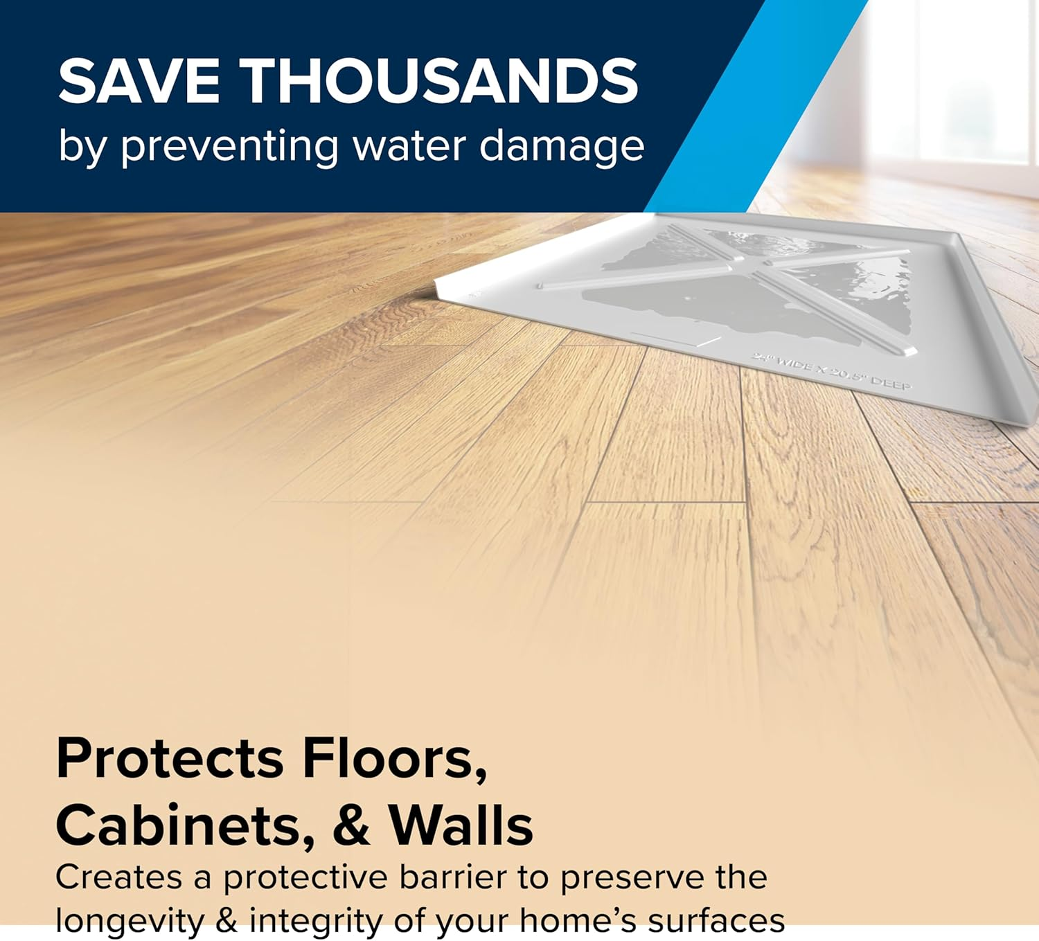 Camco Camper/Rv Dishwasher Drain Pan | Features a Heavy-Duty Polymer Construction | Designed for Water to Flow toward the Front of the Dishwasher | Outer Measurements 24-Inches X 20.5-Inches (20600) image number 3