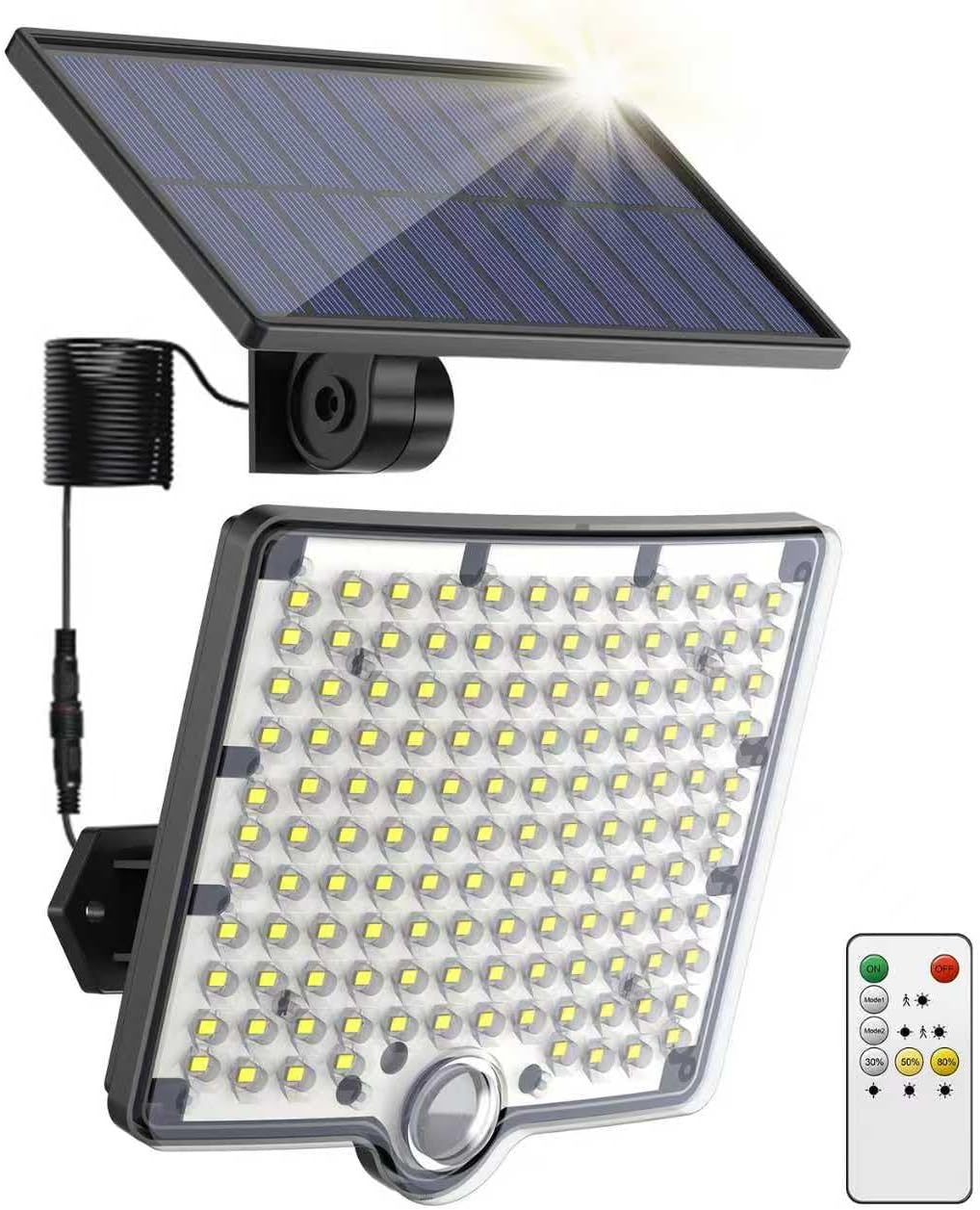 Solar Motion Sensor Lights Outdoor, 3 Modes LED Solar Flood Lights,Large Separate Solar Panel with 16.4Ft Cable, IP65 Waterproof Solar Security Lights for outside (1PACK) image number 6