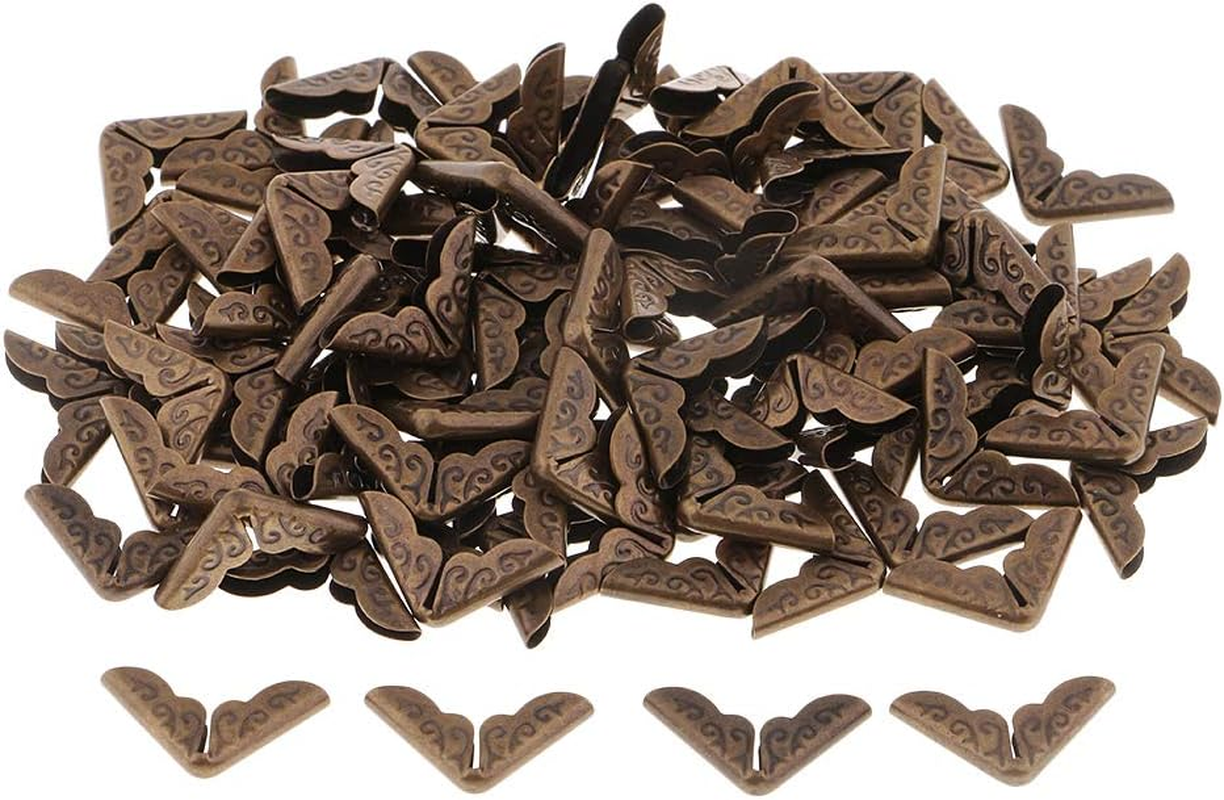 P Prettyia 100 Pieces Retro Book Scrapbooking Albums S Folders Corner Protectors Card File Metal Corners Book Protectors - 14X14Mm, Bronze, as Described image number 3